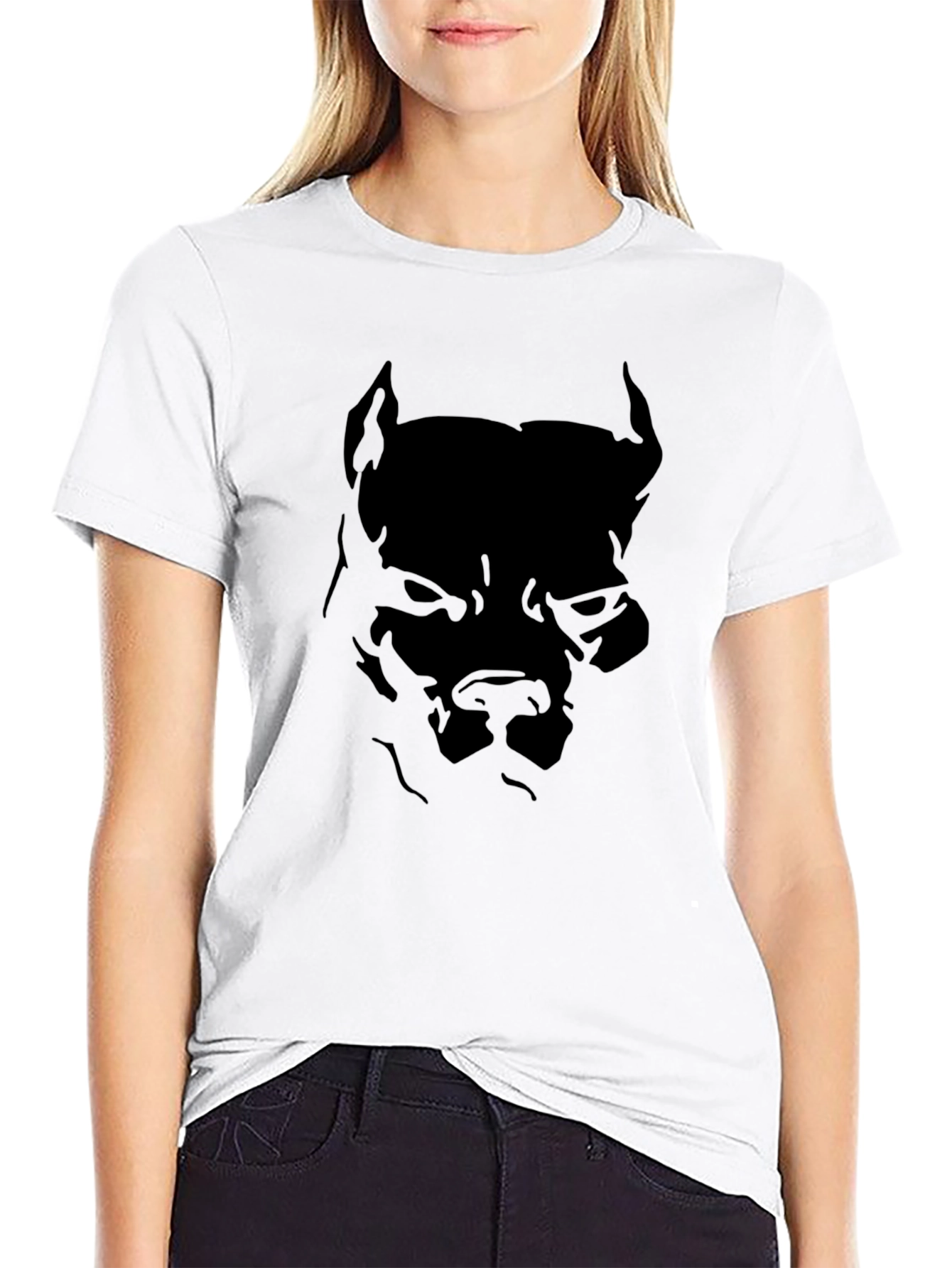 Black Pitbull Dog Graphic T-Shirt