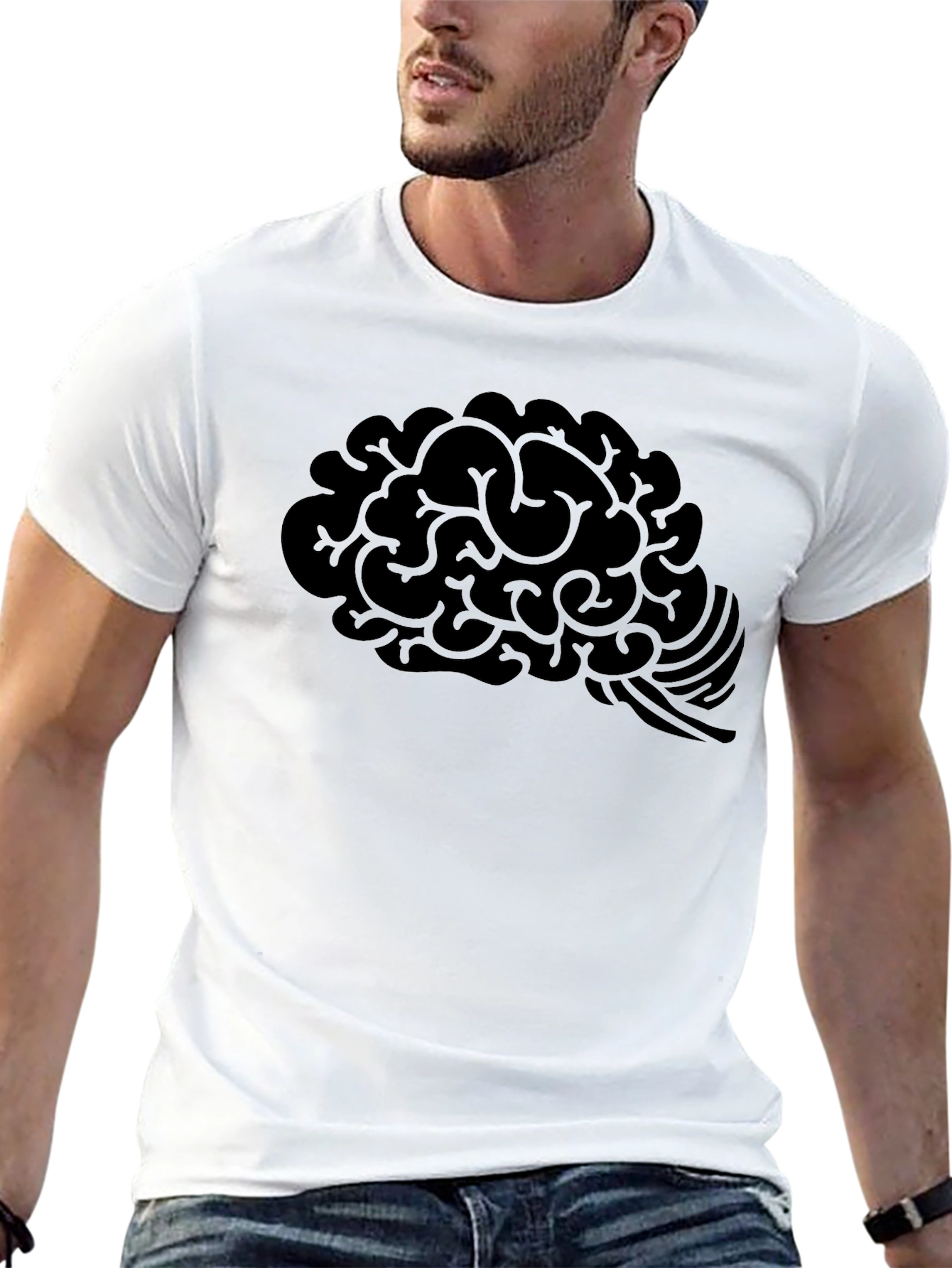 Brain Graphic T-Shirt - Mens Black Cotton Tee