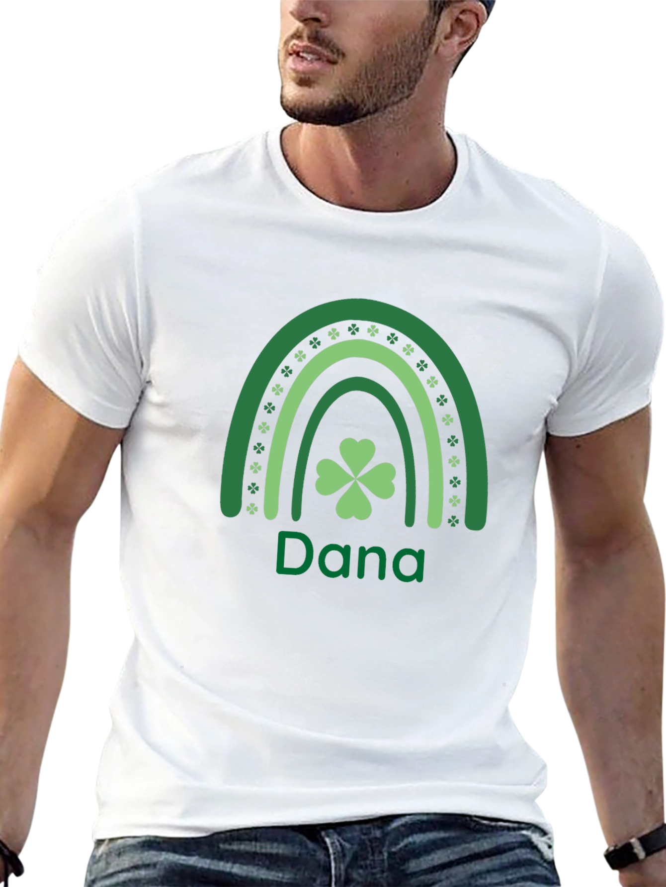 St. Patricks Day Personalized Rainbow Shamrock T-Shirt