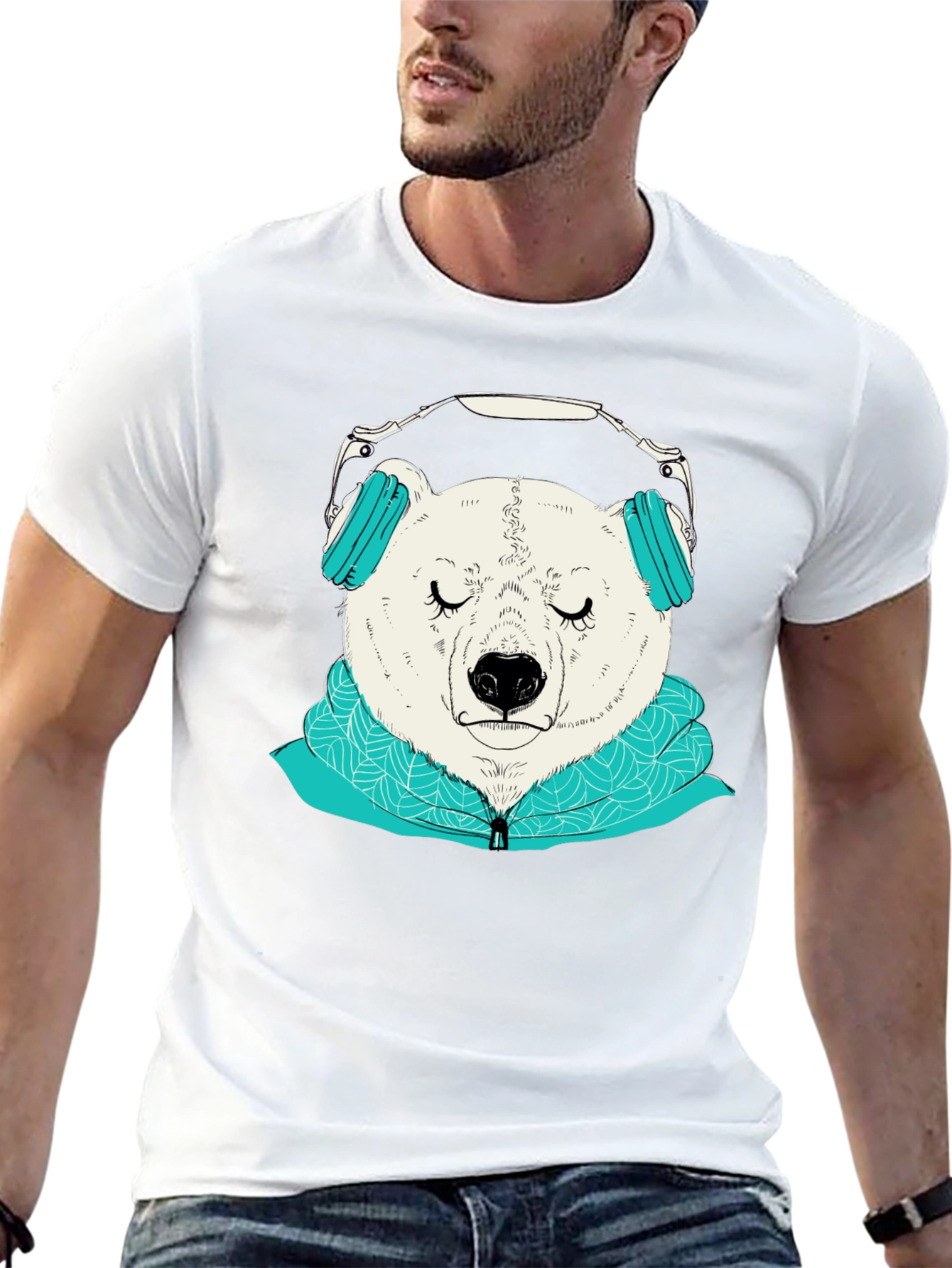 Bear with Headphones Graphic Tee