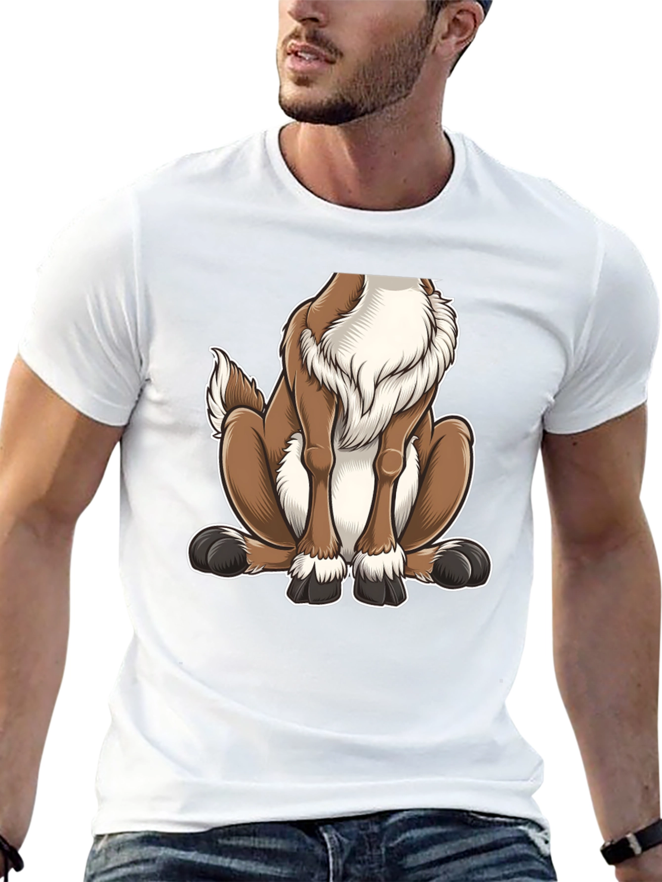 Cartoon Dog Graphic Tee - Black T-Shirt
