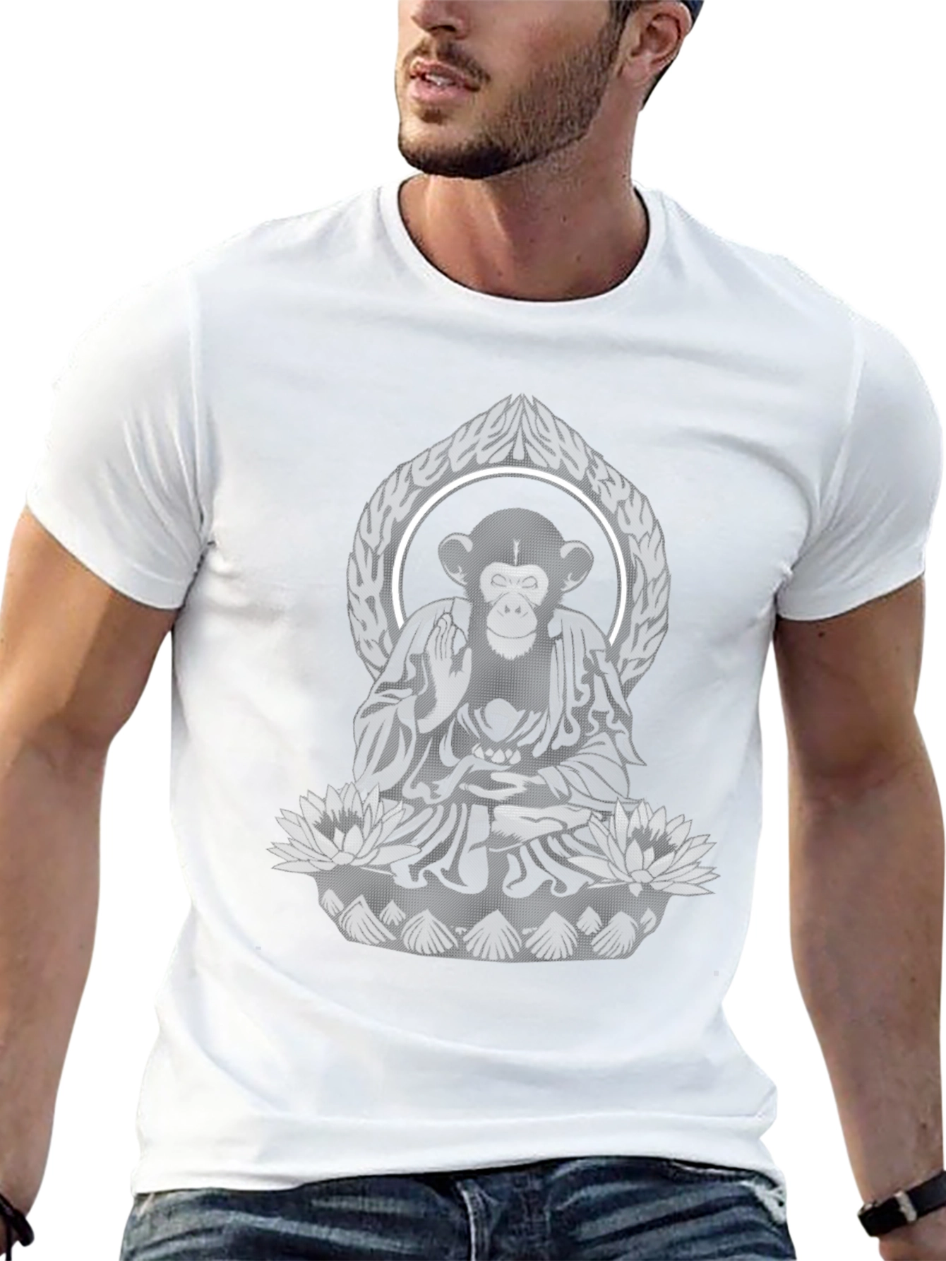 Zen Monkey Graphic Tee - Meditating Chimp T-Shirt