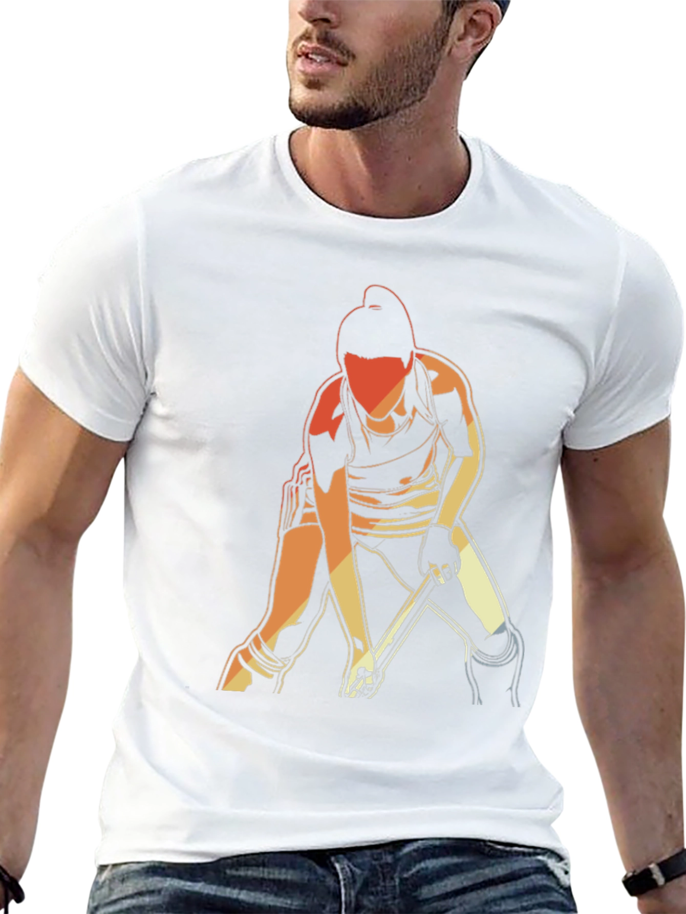 Hockey Player Graphic T-Shirt - Black Cotton Tee
