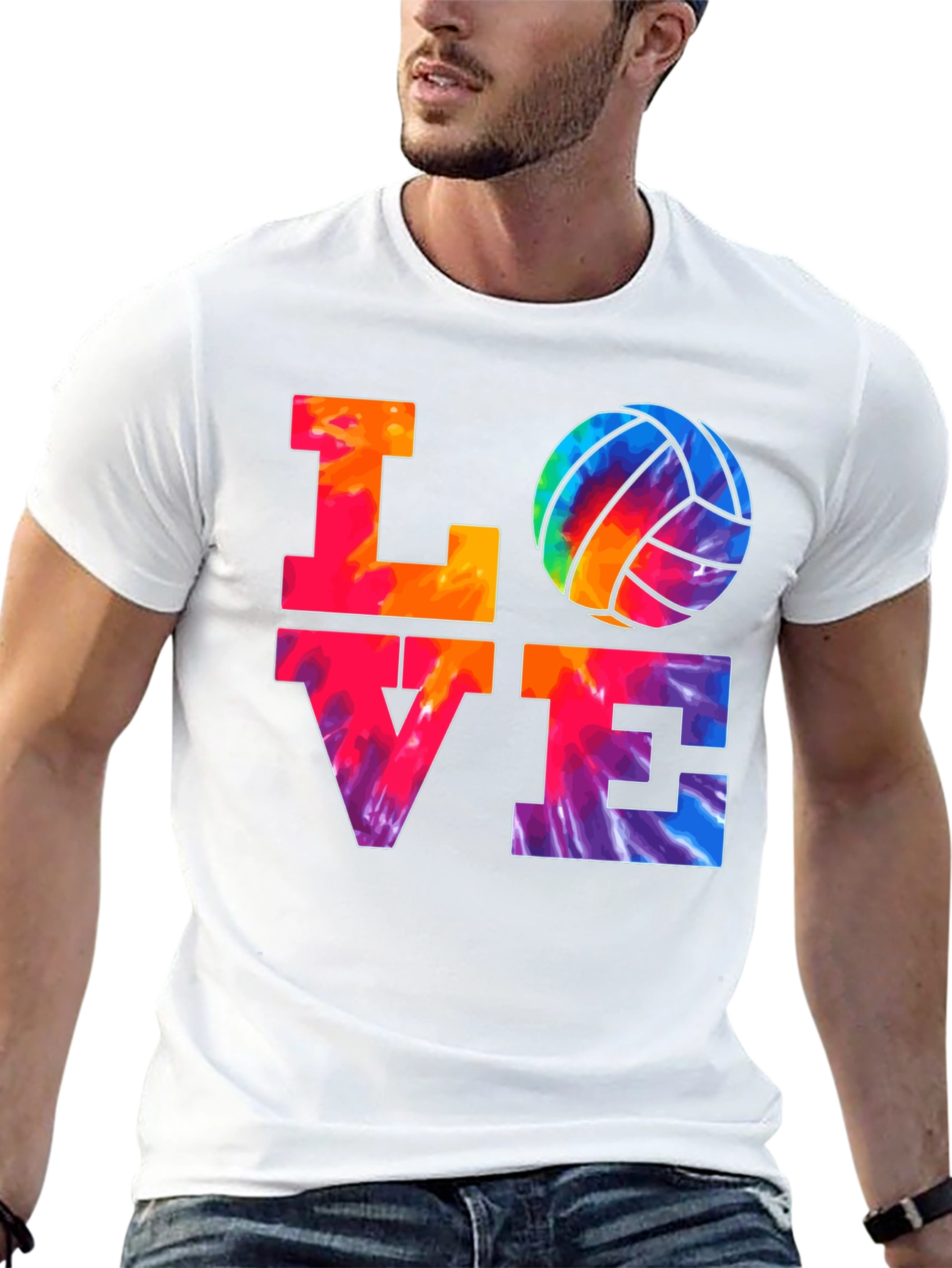 Tie Dye Volleyball Love Graphic T-Shirt