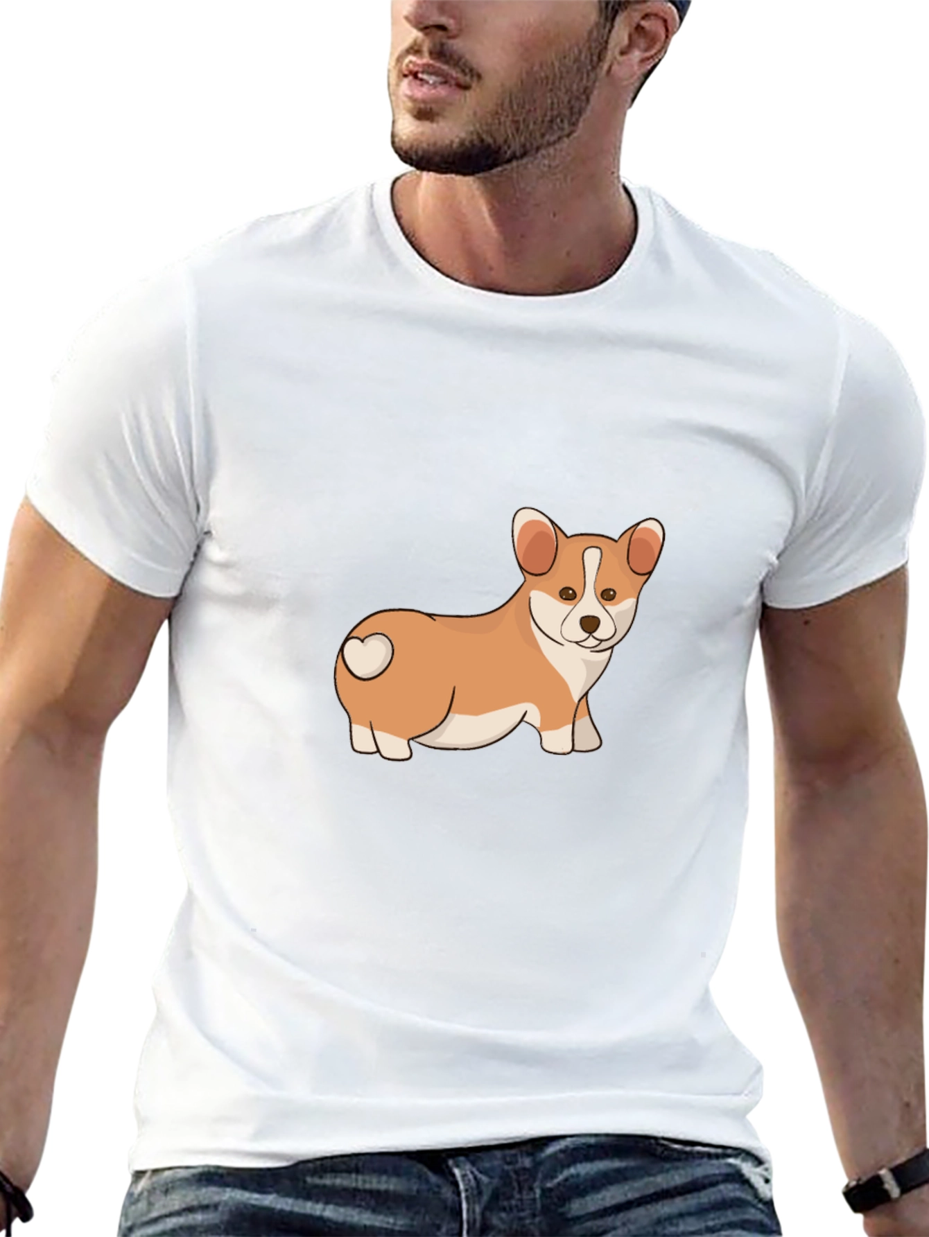 Corgi Love Mens Black T-Shirt