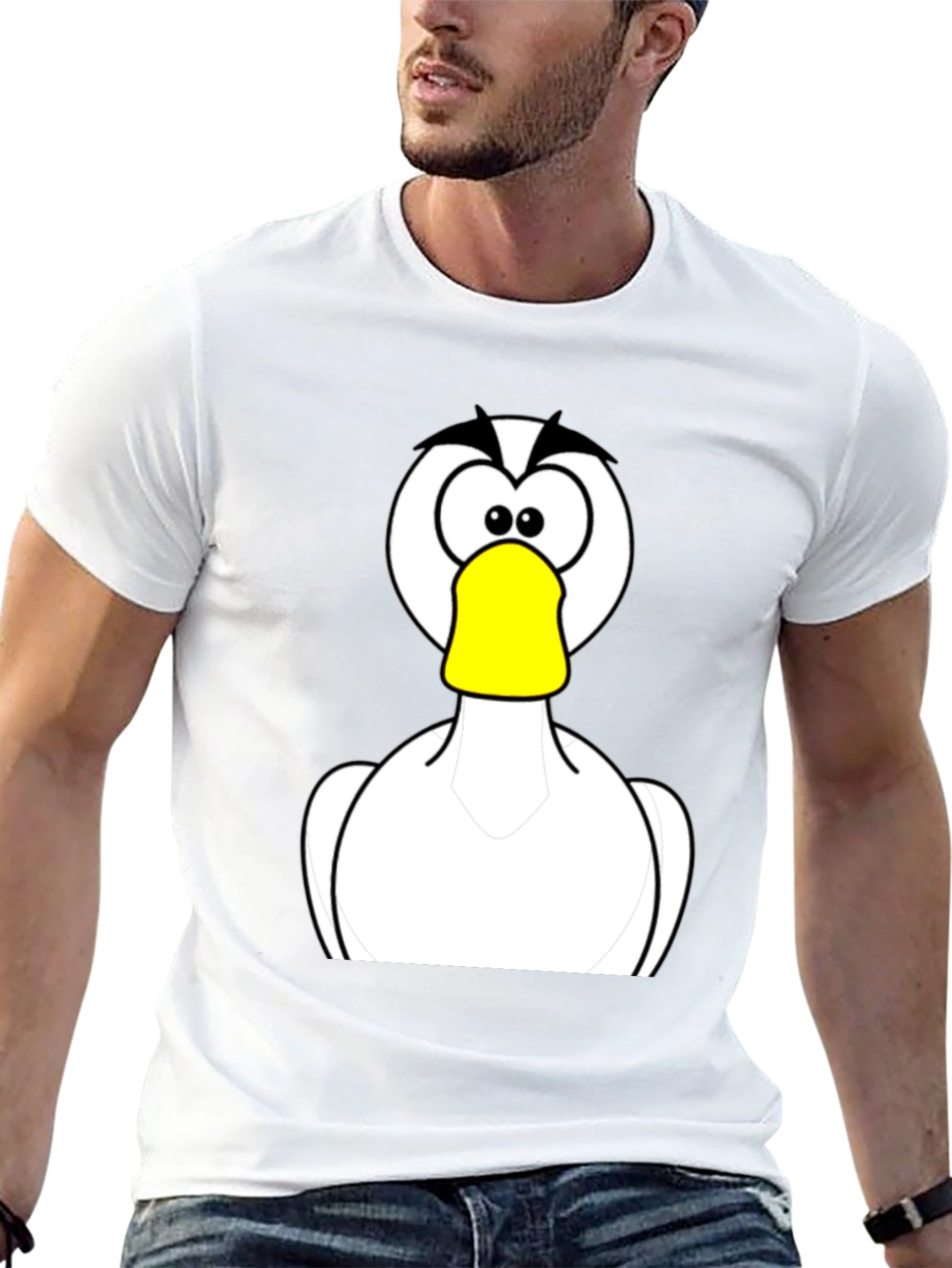 Cartoon Duck Graphic Black T-Shirt