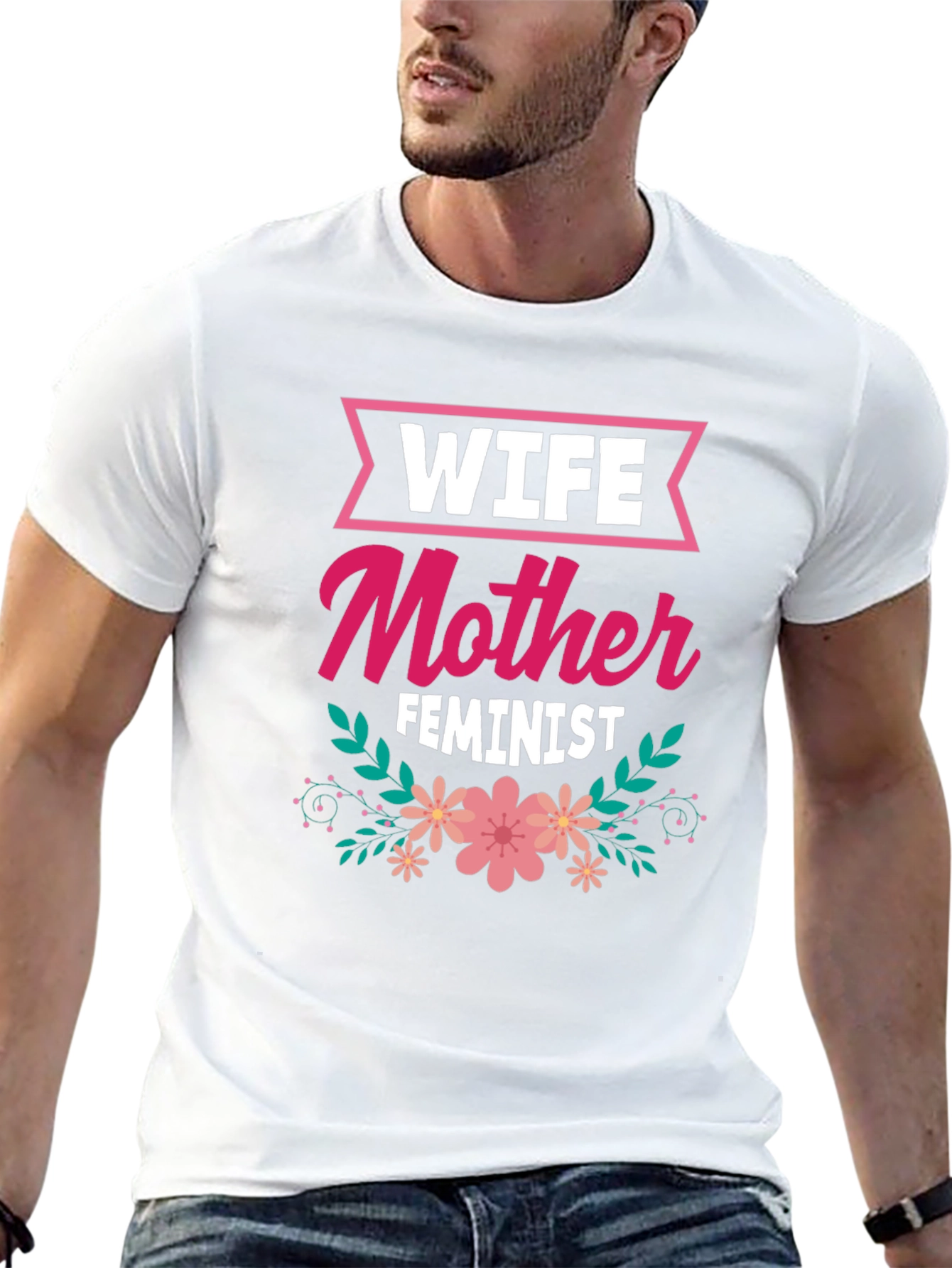 Wife Mother Feminist Floral Graphic T-Shirt
