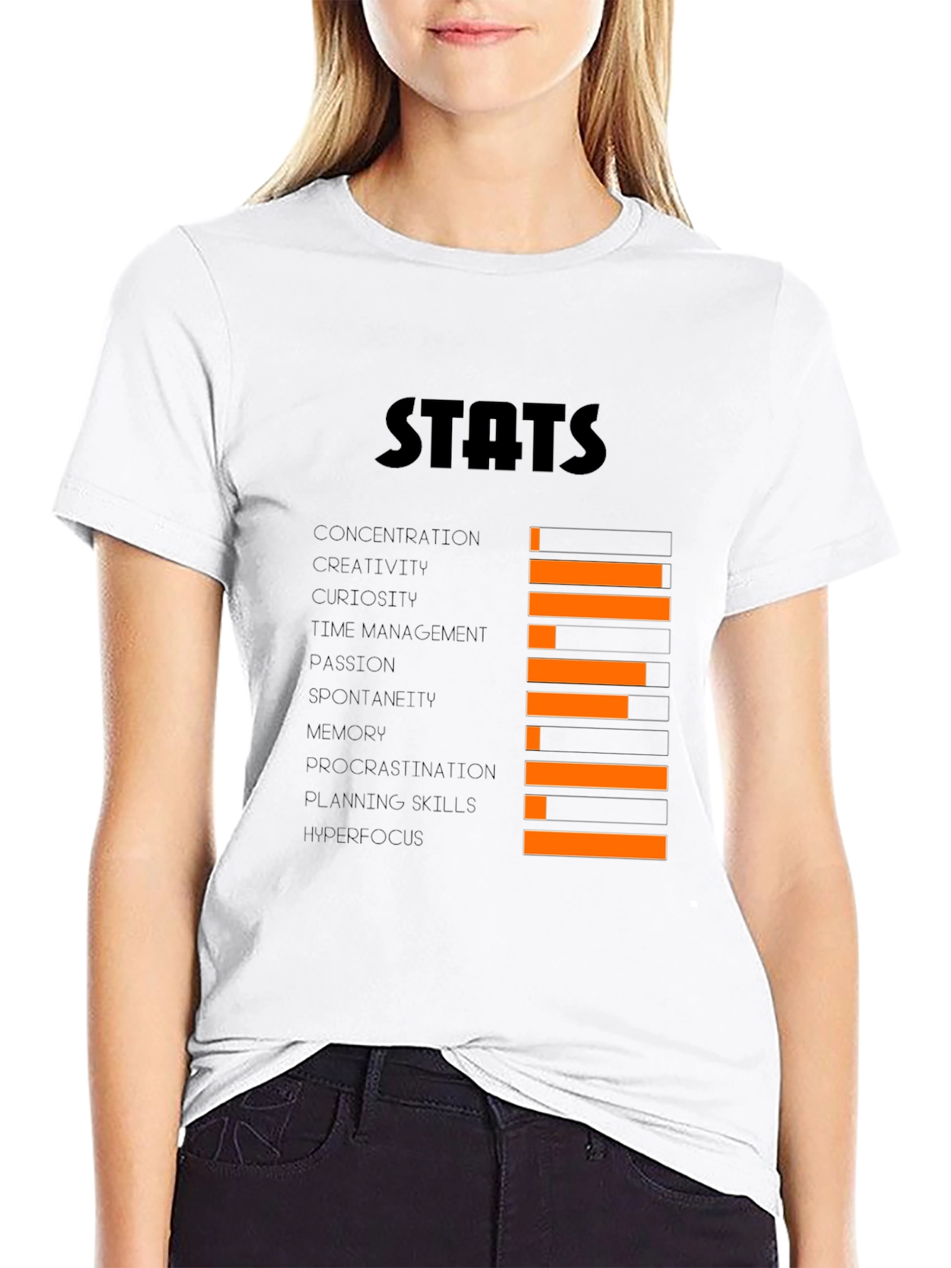 Stats Graphic T-Shirt - Black Cotton Tee