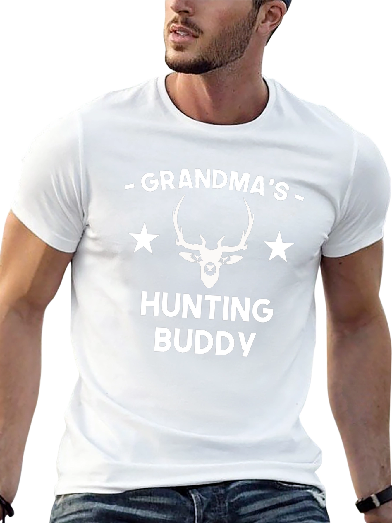 Grandmas Hunting Buddy T-Shirt Deer Antler Star Tee