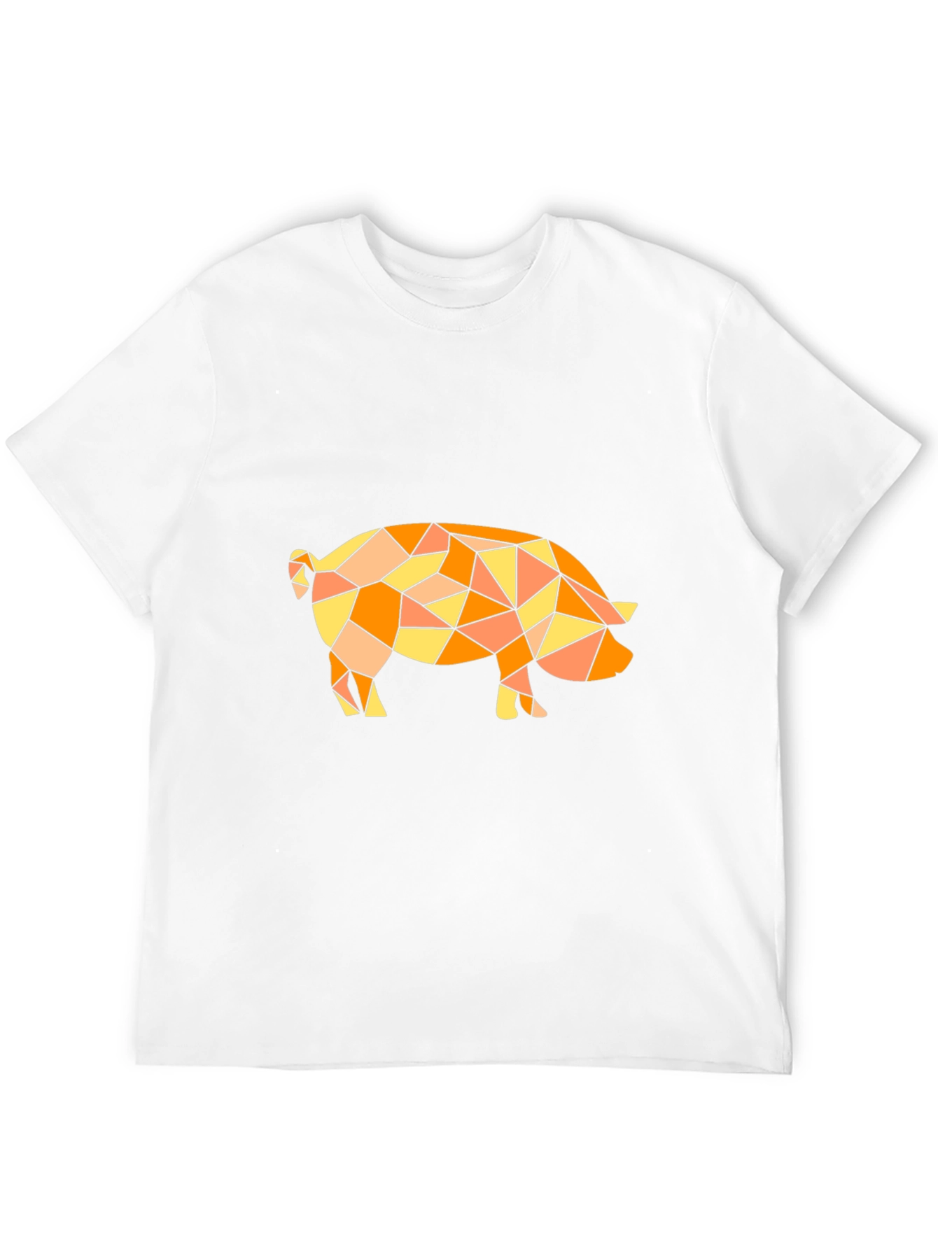 Geometric Pig Graphic Tee - Modern Art Black T-Shirt