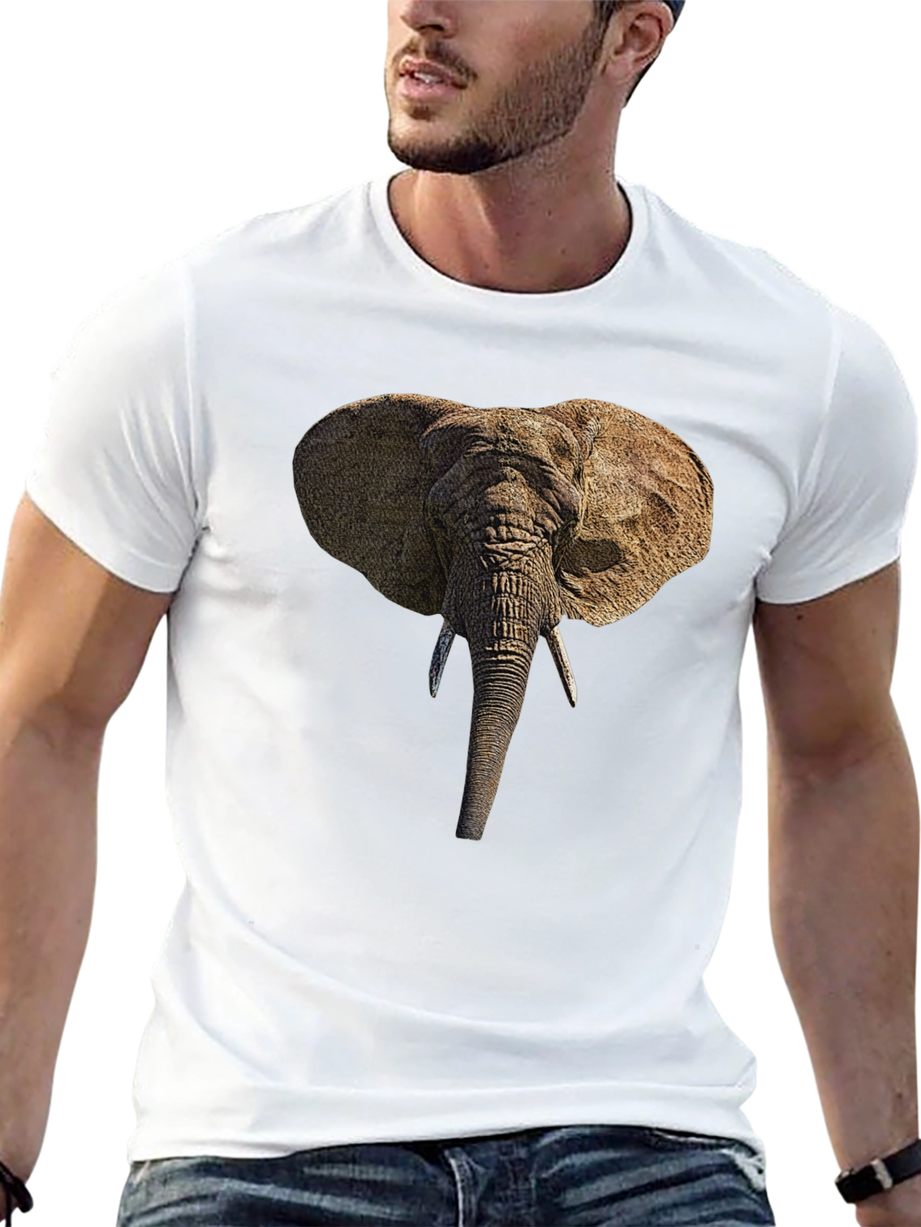 Elephant Head Graphic Black T-Shirt