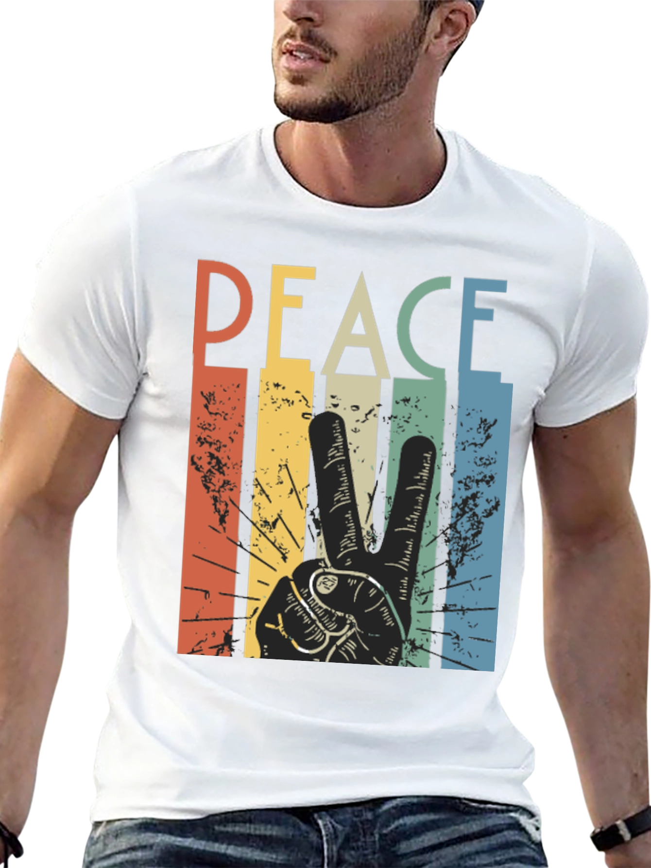 Retro Peace Sign Graphic T-Shirt