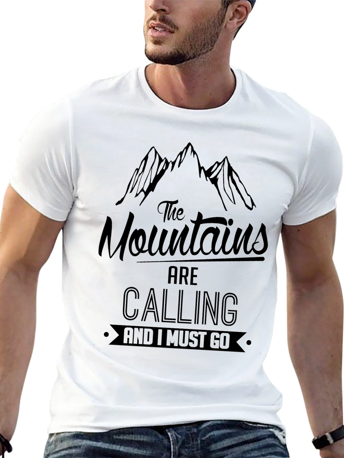 Mountains are Calling Graphic Tee - Black