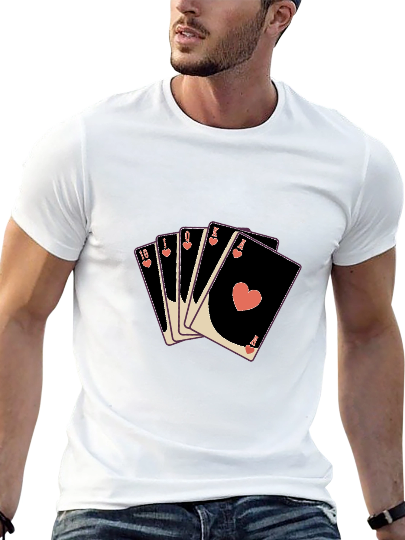 Playing Card T-Shirt: Heart Flush Design