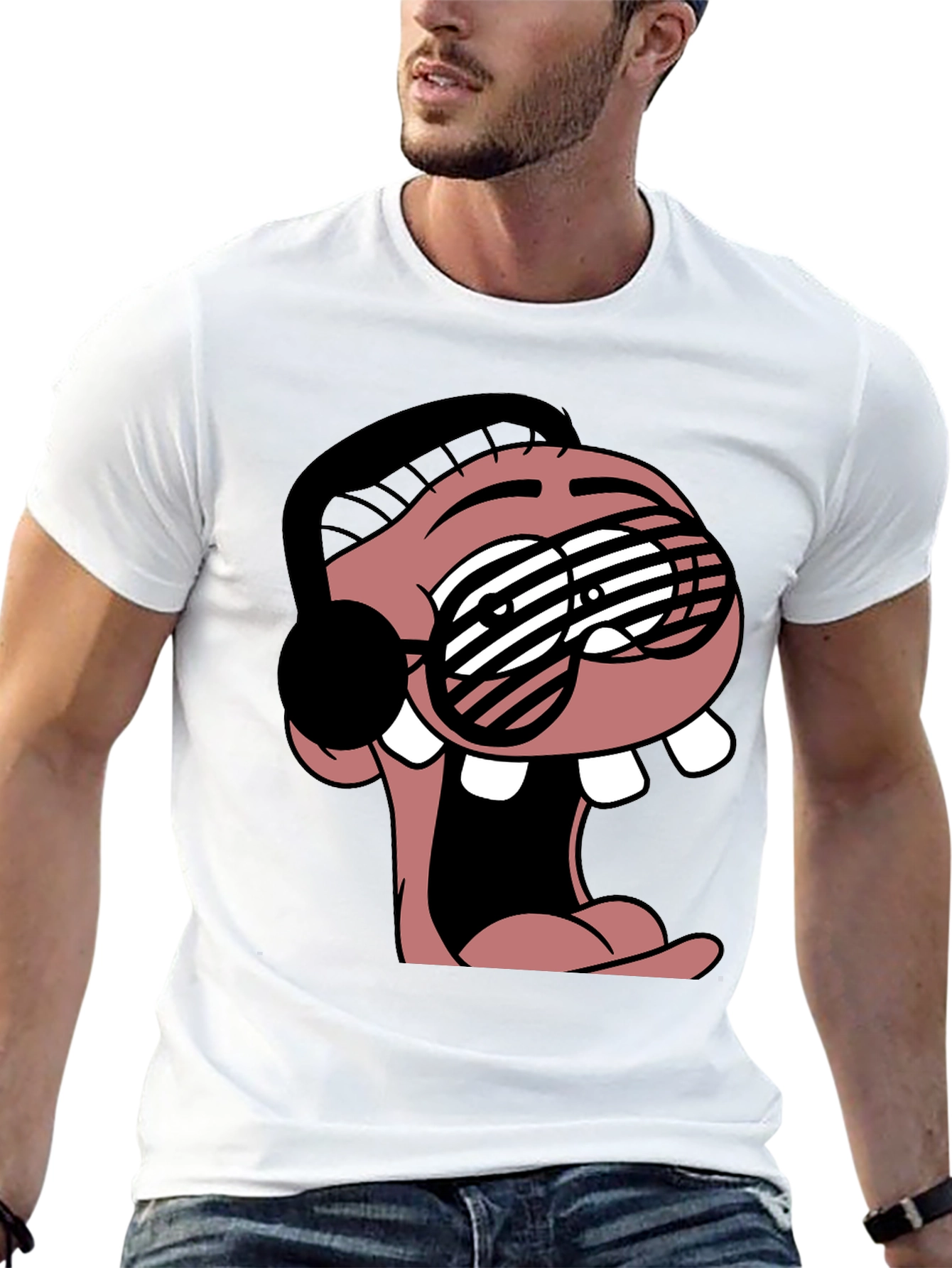 Cartoon Character Graphic Tee - Black