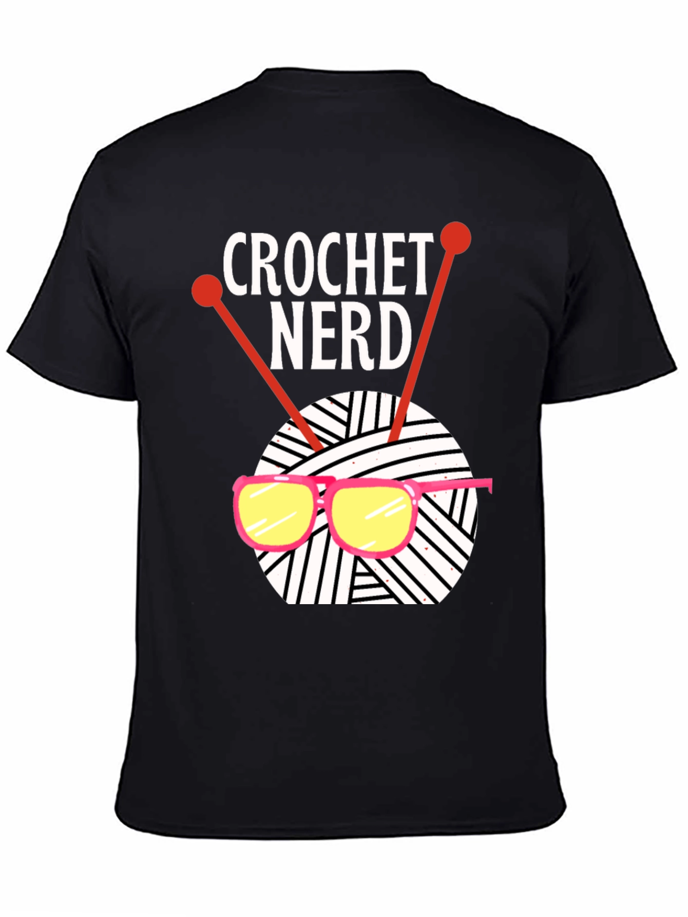 Crochet Nerd T-Shirt - Knitted Yarn & Glasses Tee