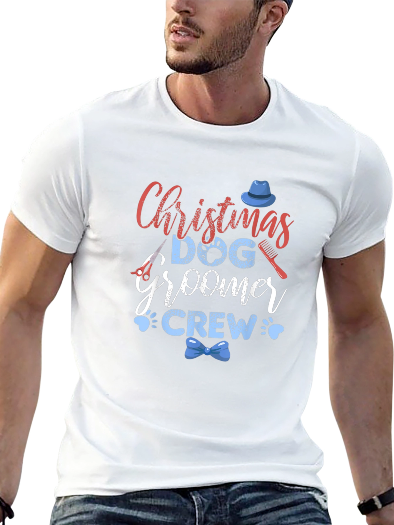 Christmas Dog Groomer Crew Graphic Tee