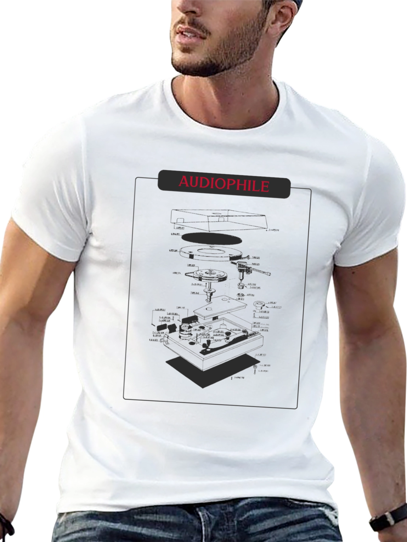 Audiophile Turntable Diagram Black T-Shirt