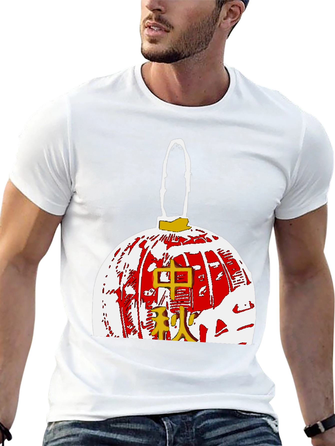 Graphic Tee with Asian Lantern Design