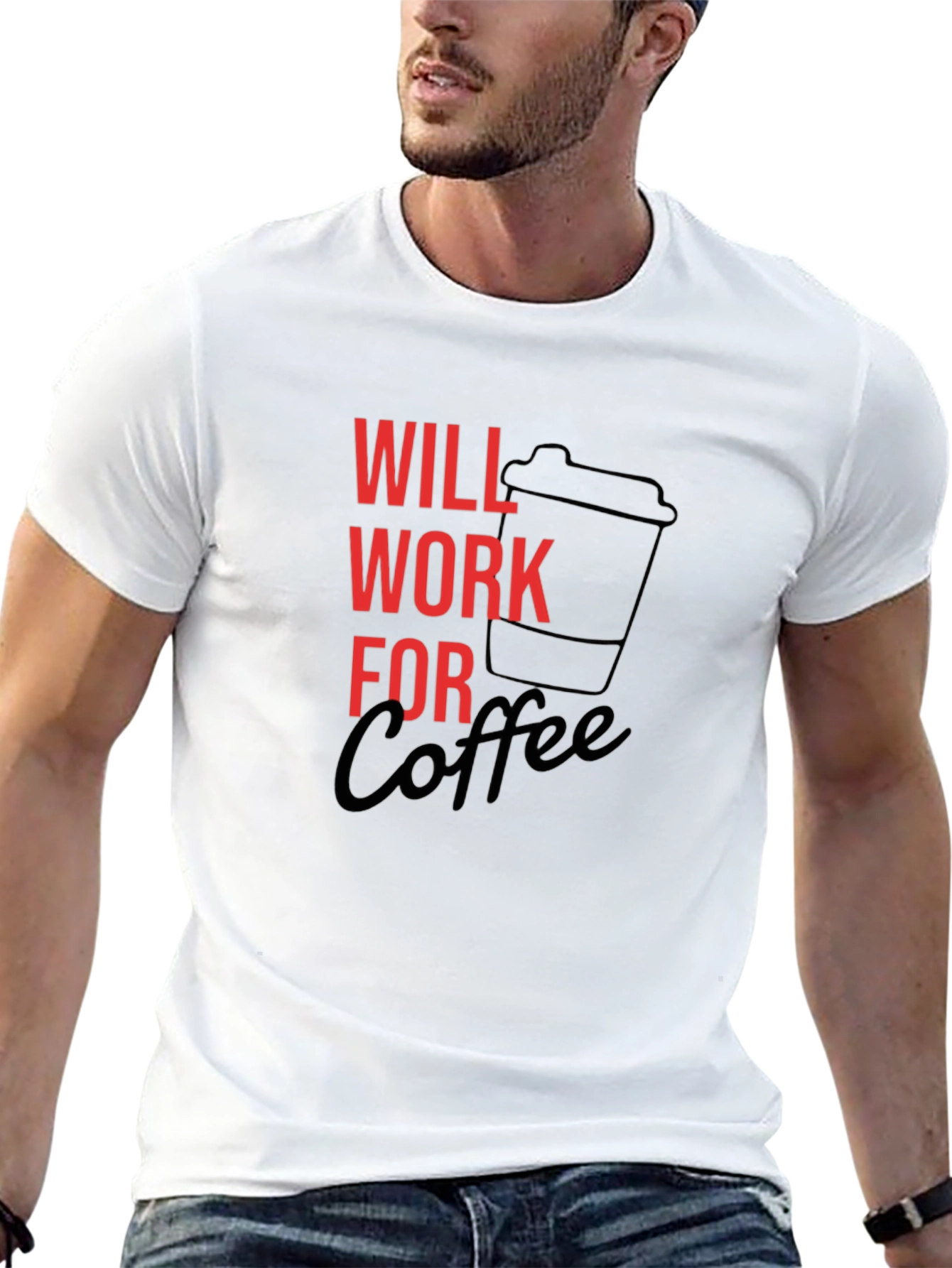 Will Work For Coffee Graphic Tee