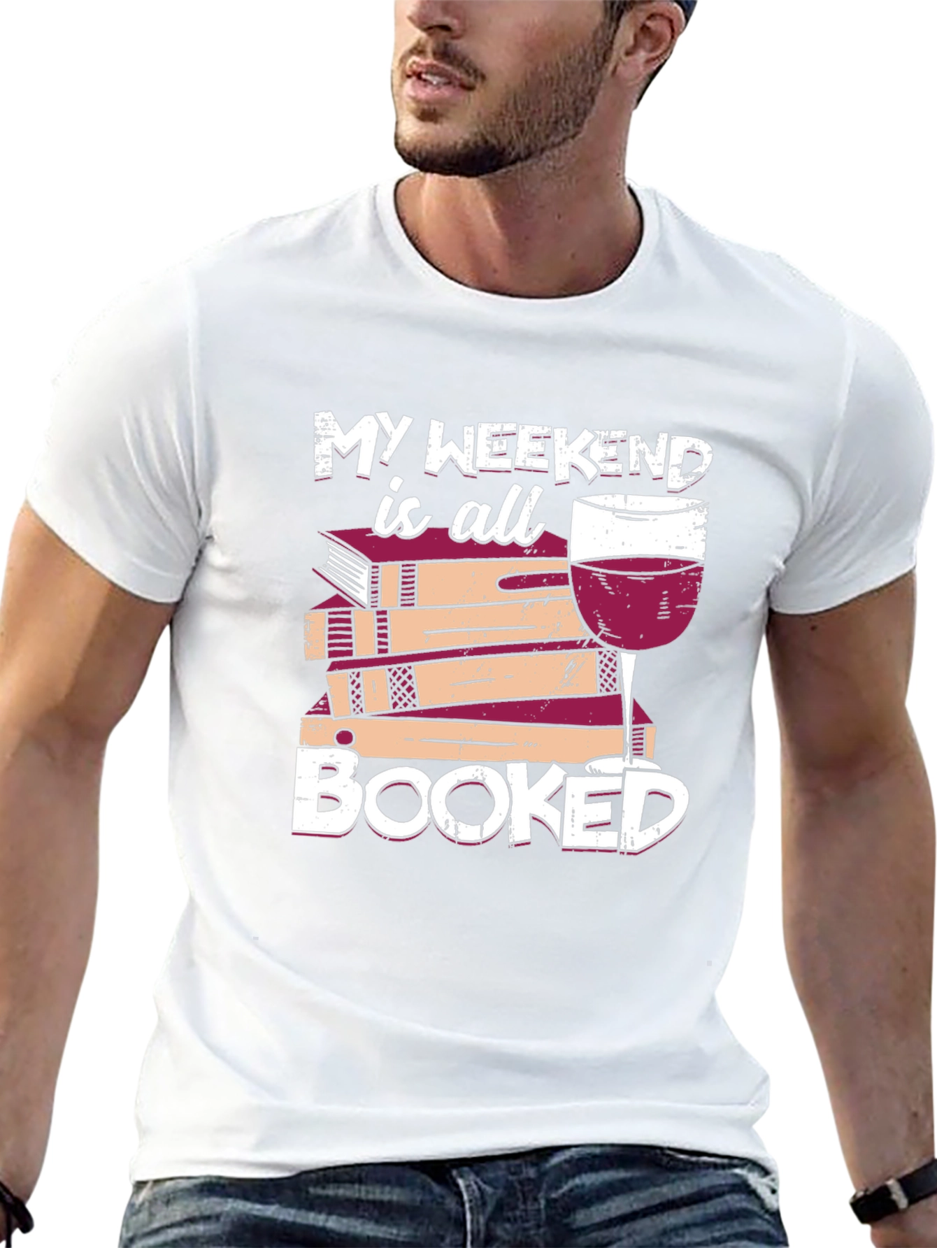 Booked Weekend T-Shirt - Wine & Books Tee