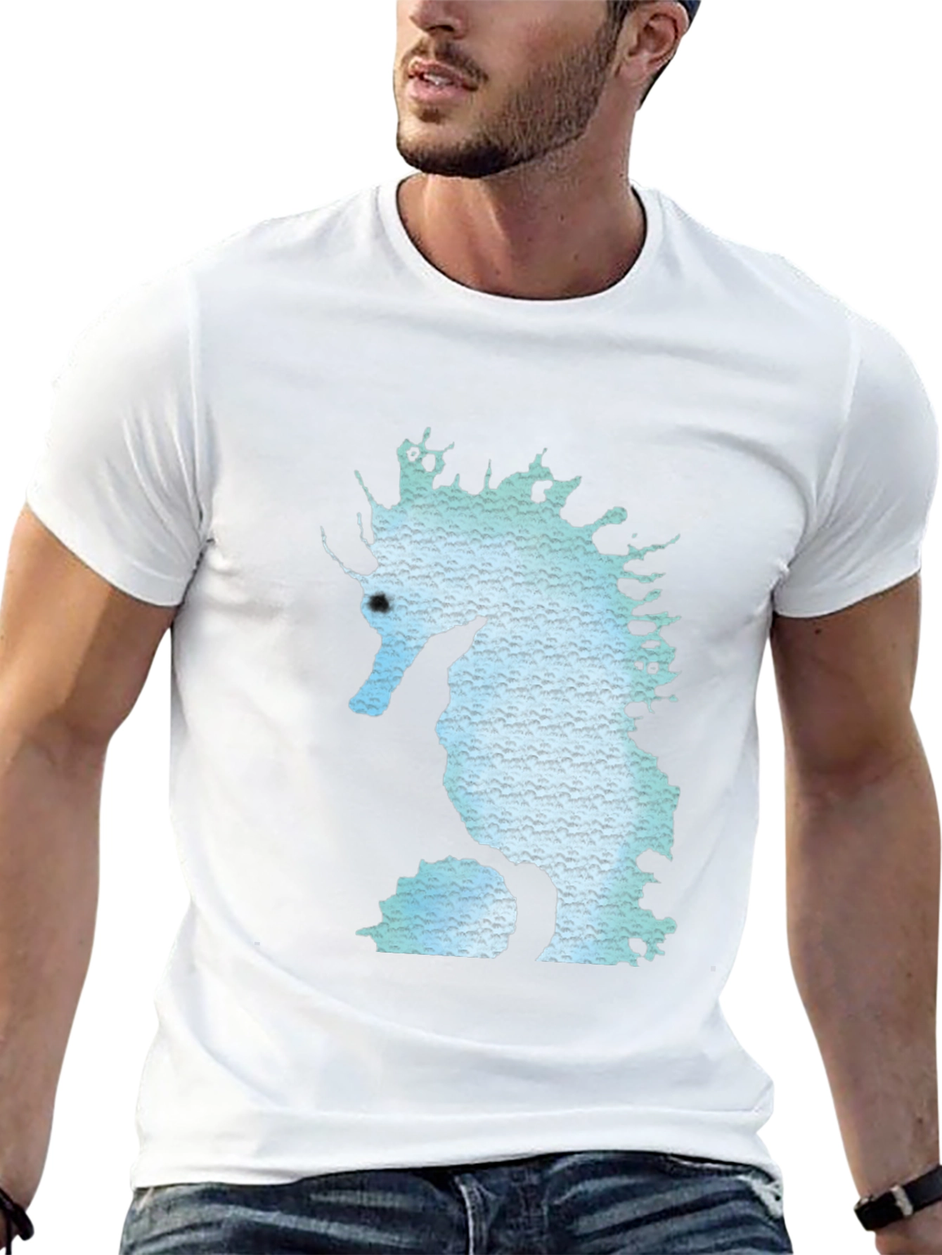 Seahorse Graphic Print Black T-Shirt