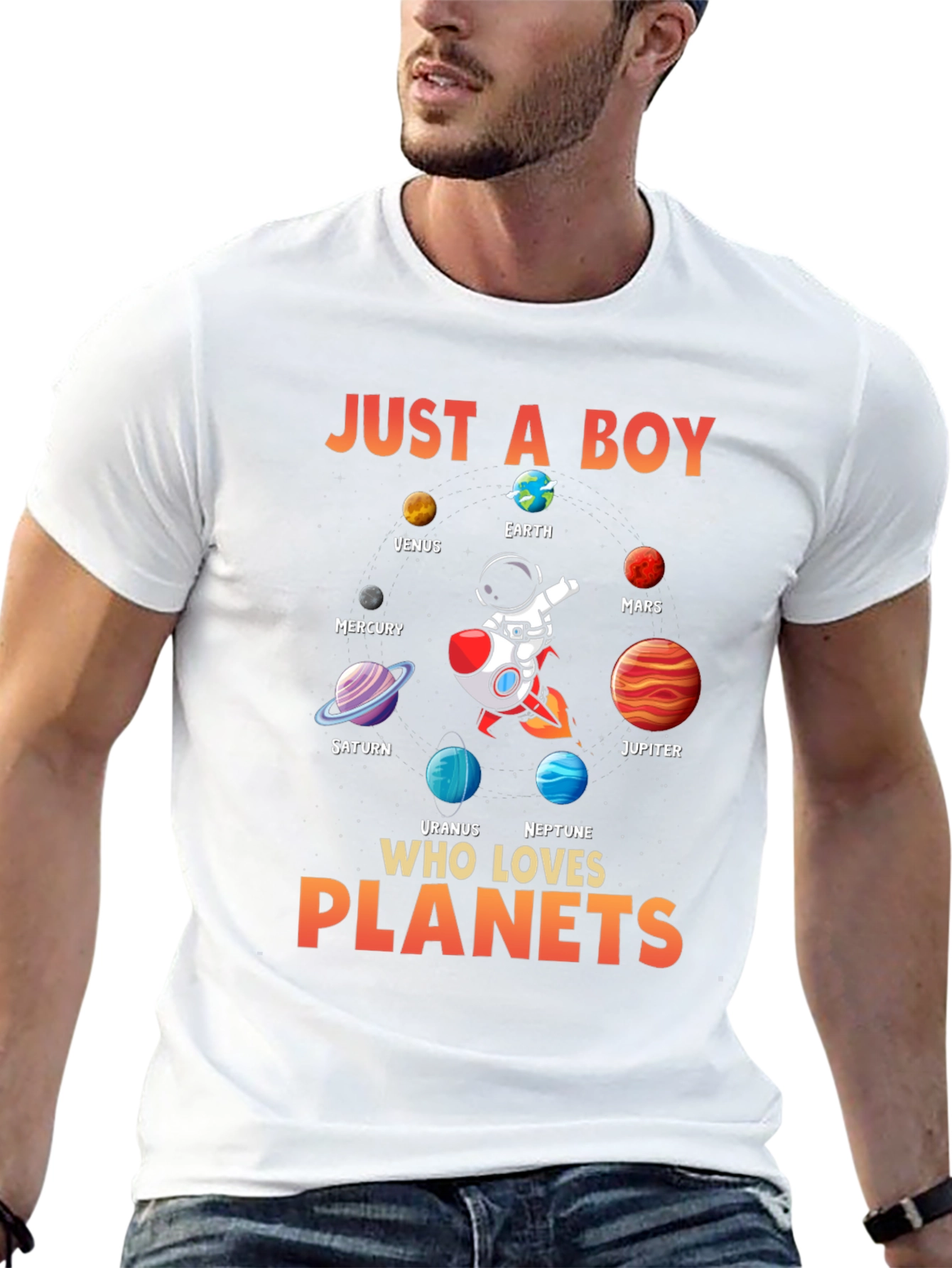 Just A Boy Who Loves Planets Graphic Tee