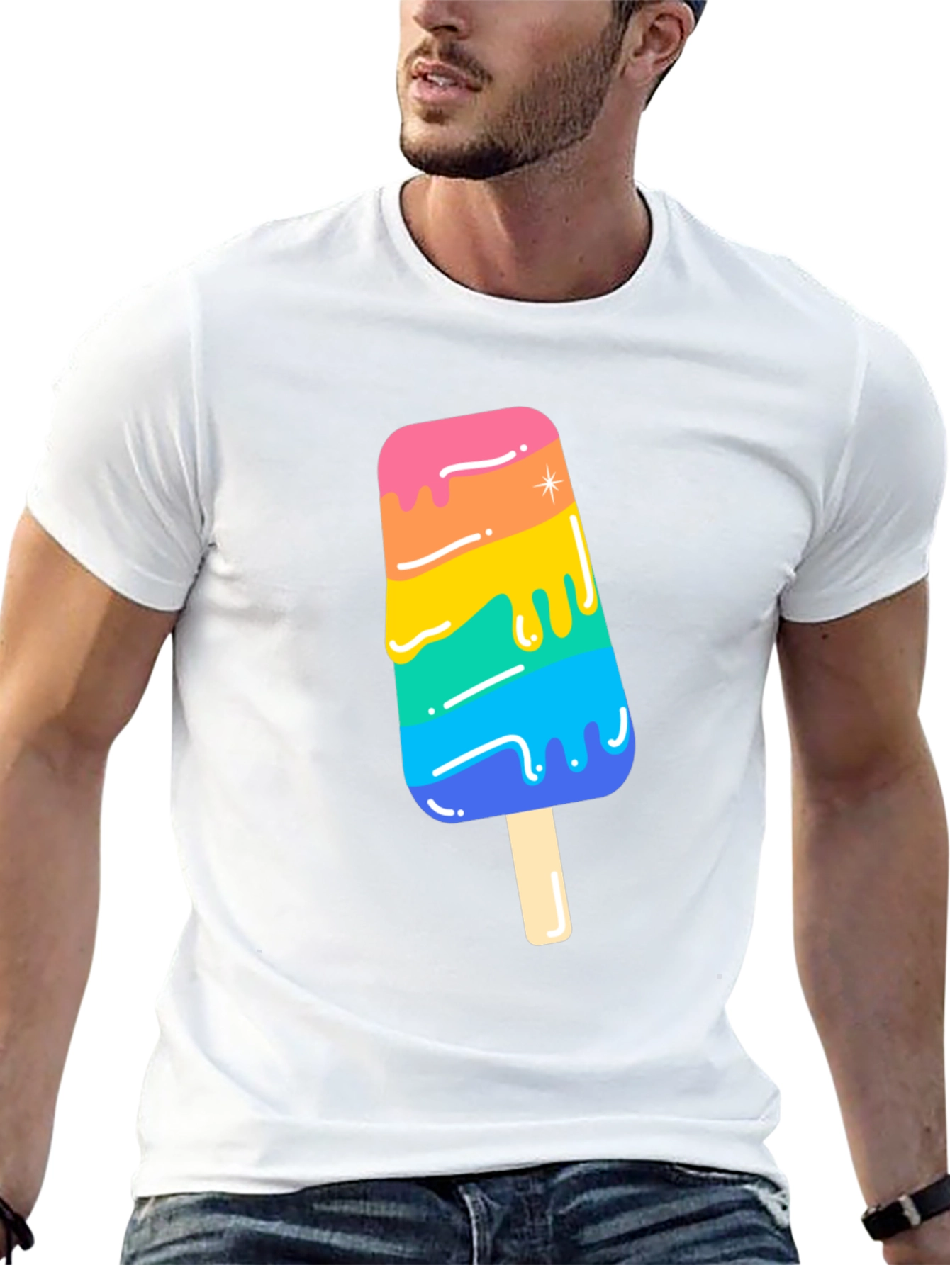 Rainbow Popsicle Graphic Tee - Black Unisex T-Shirt