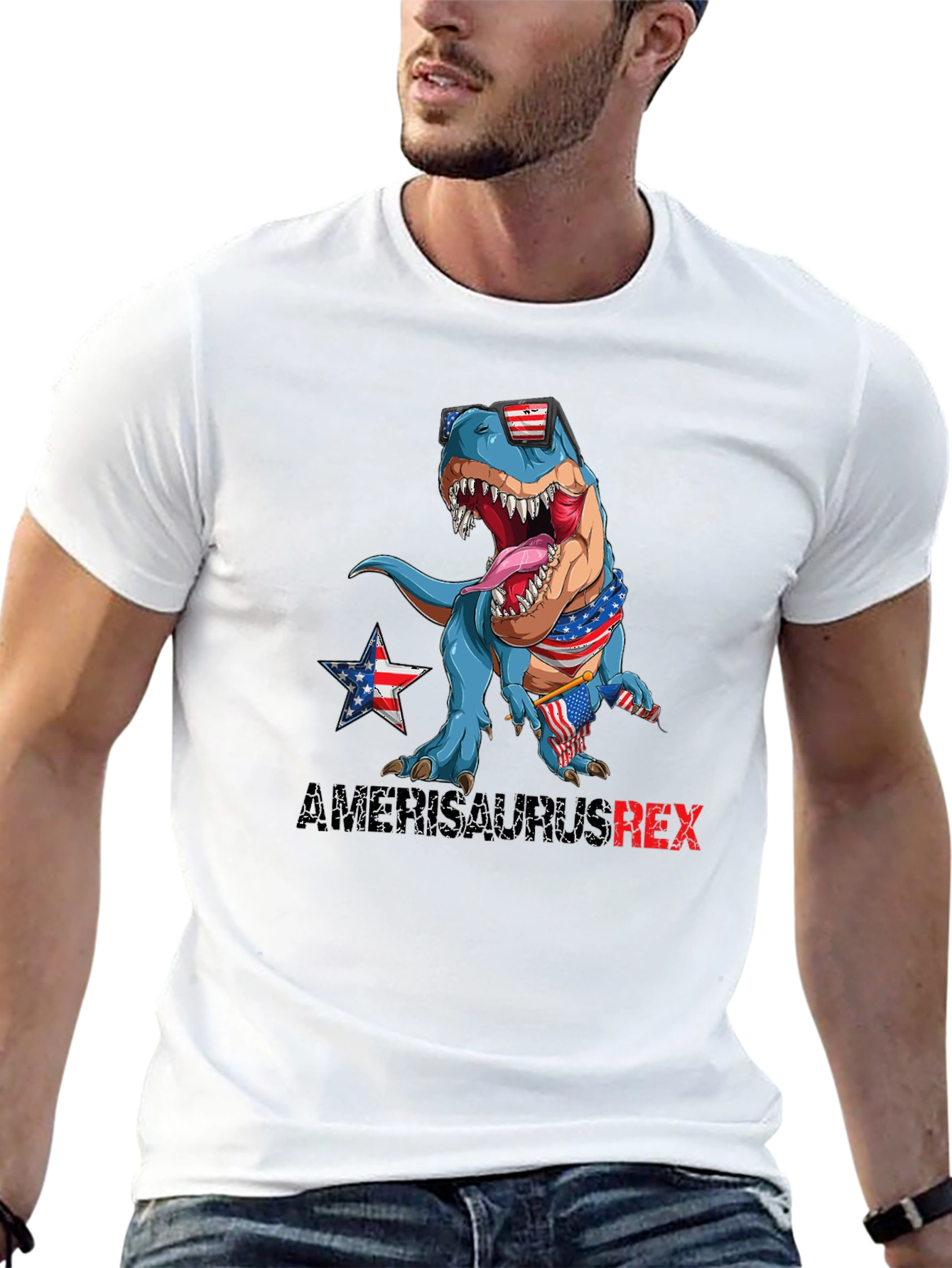 Patriotic T-Rex Graphic T-Shirt