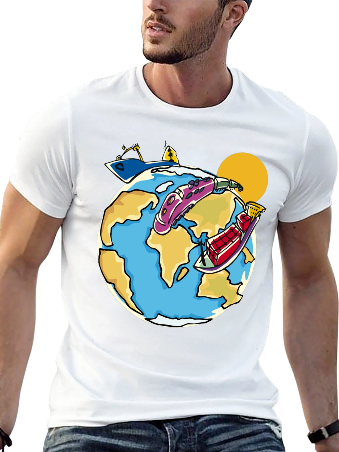 Cartoon Earth Travel T-Shirt