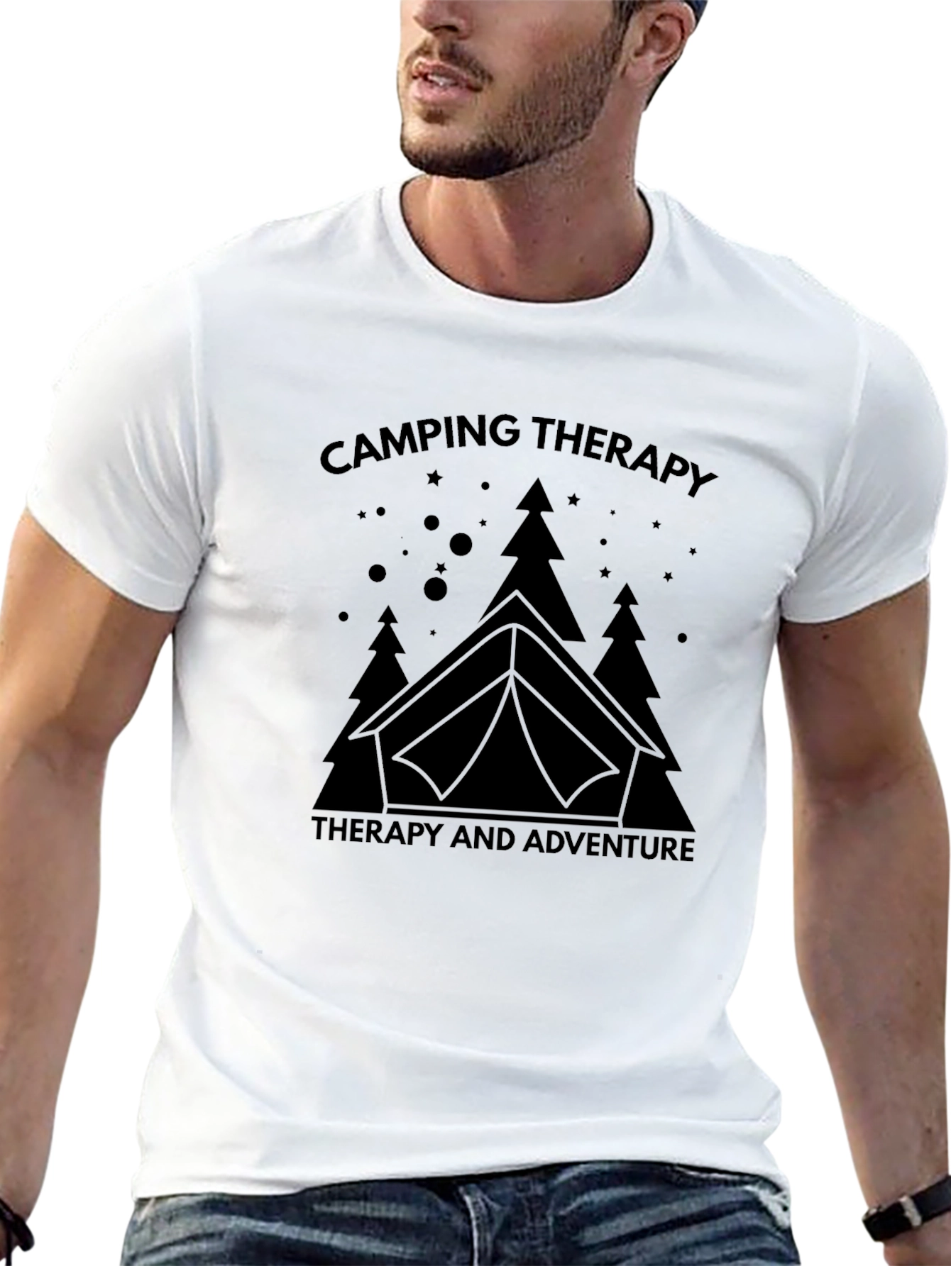 Camping Therapy Black T-Shirt