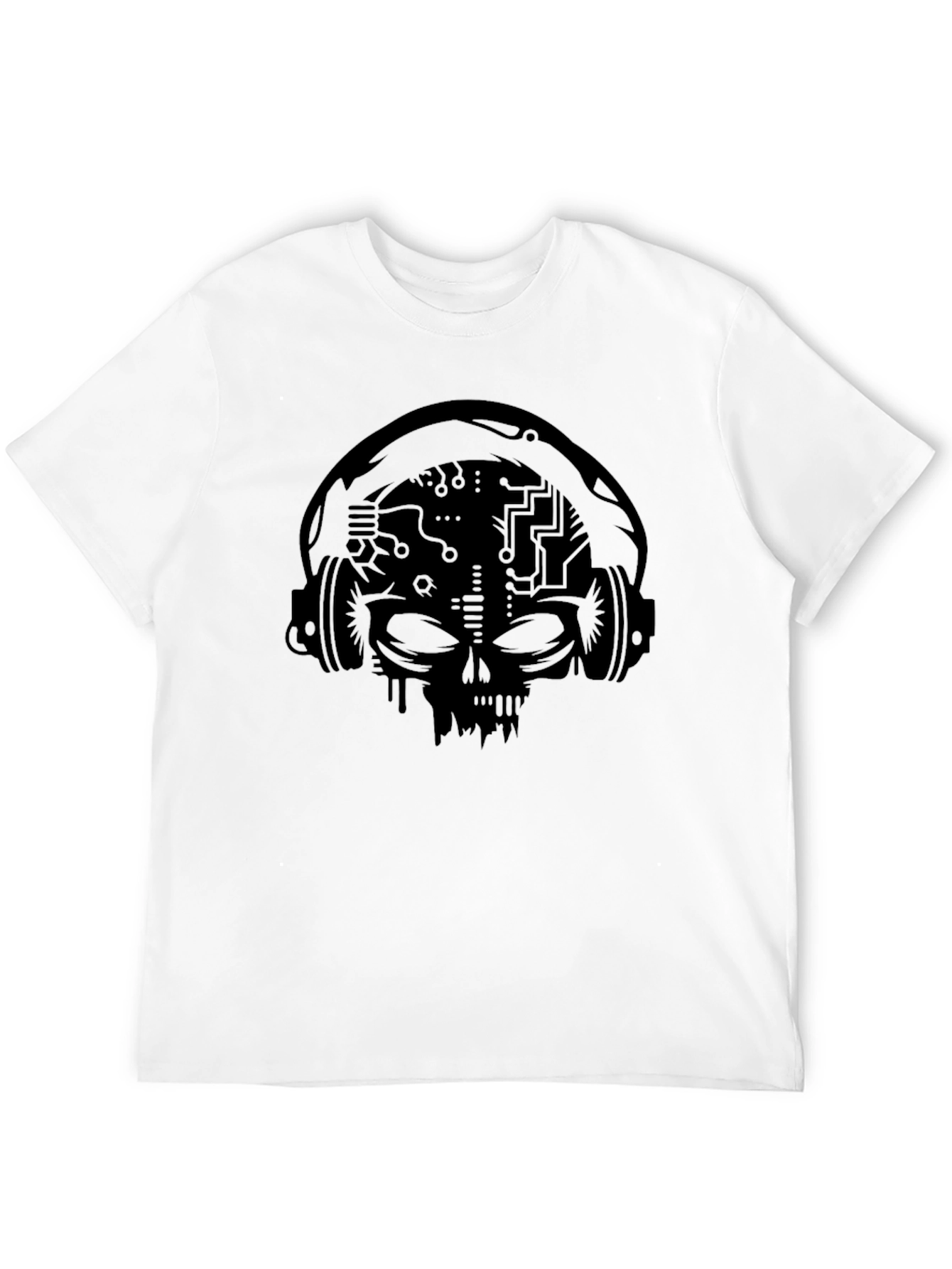 Cyberpunk Skull T-Shirt - Tech Headphone Design