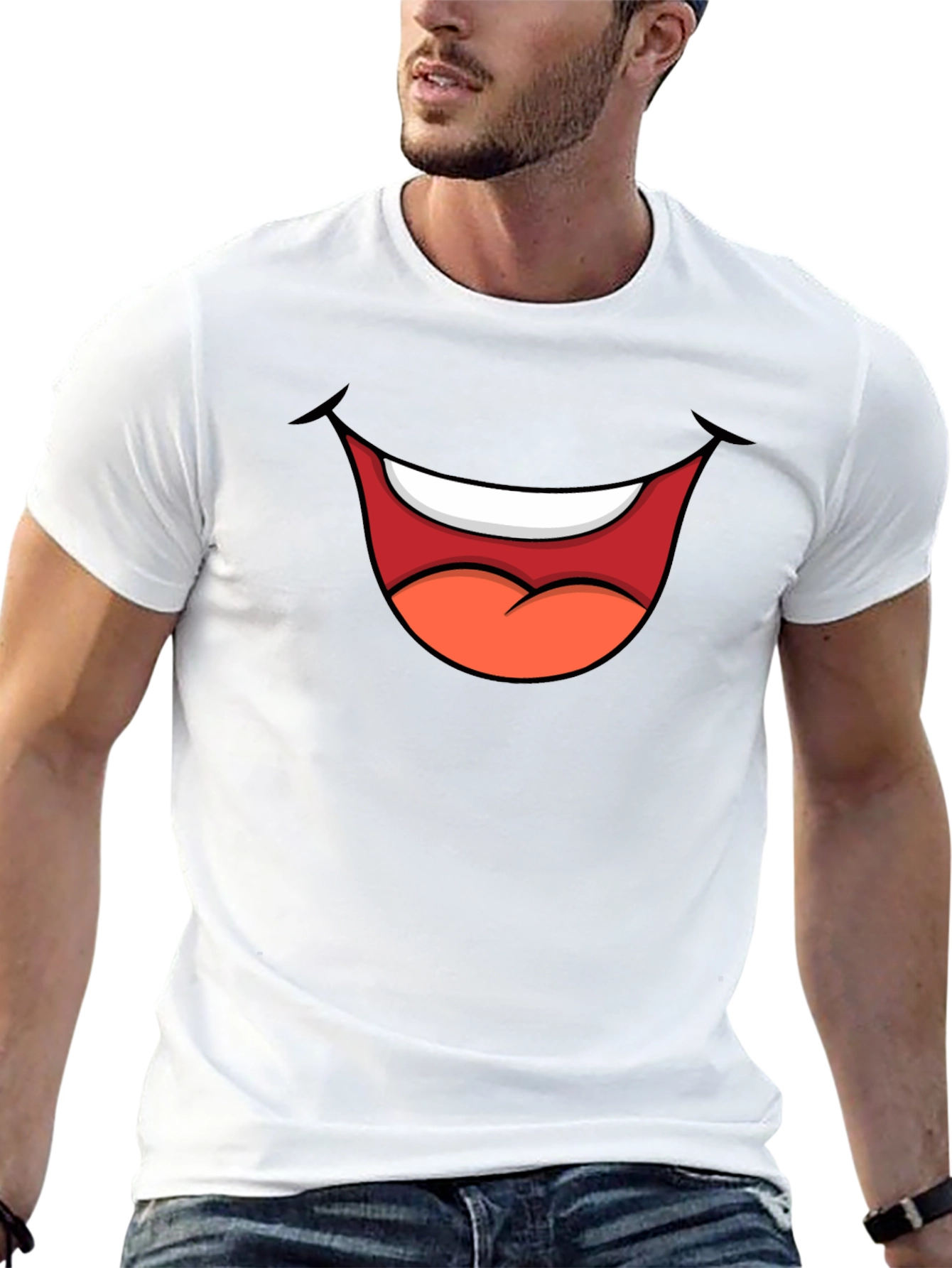 Cartoon Mouth Graphic Tee - Black T-Shirt