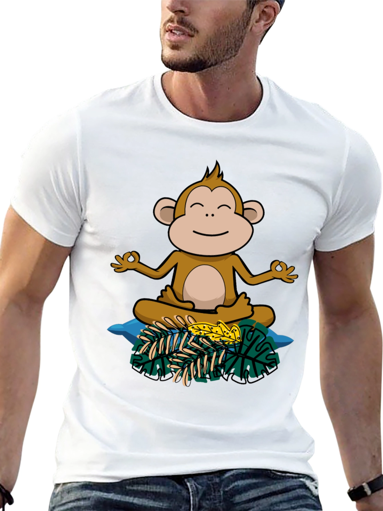 Zen Monkey Graphic Tee - Relaxed Fit Cotton Shirt