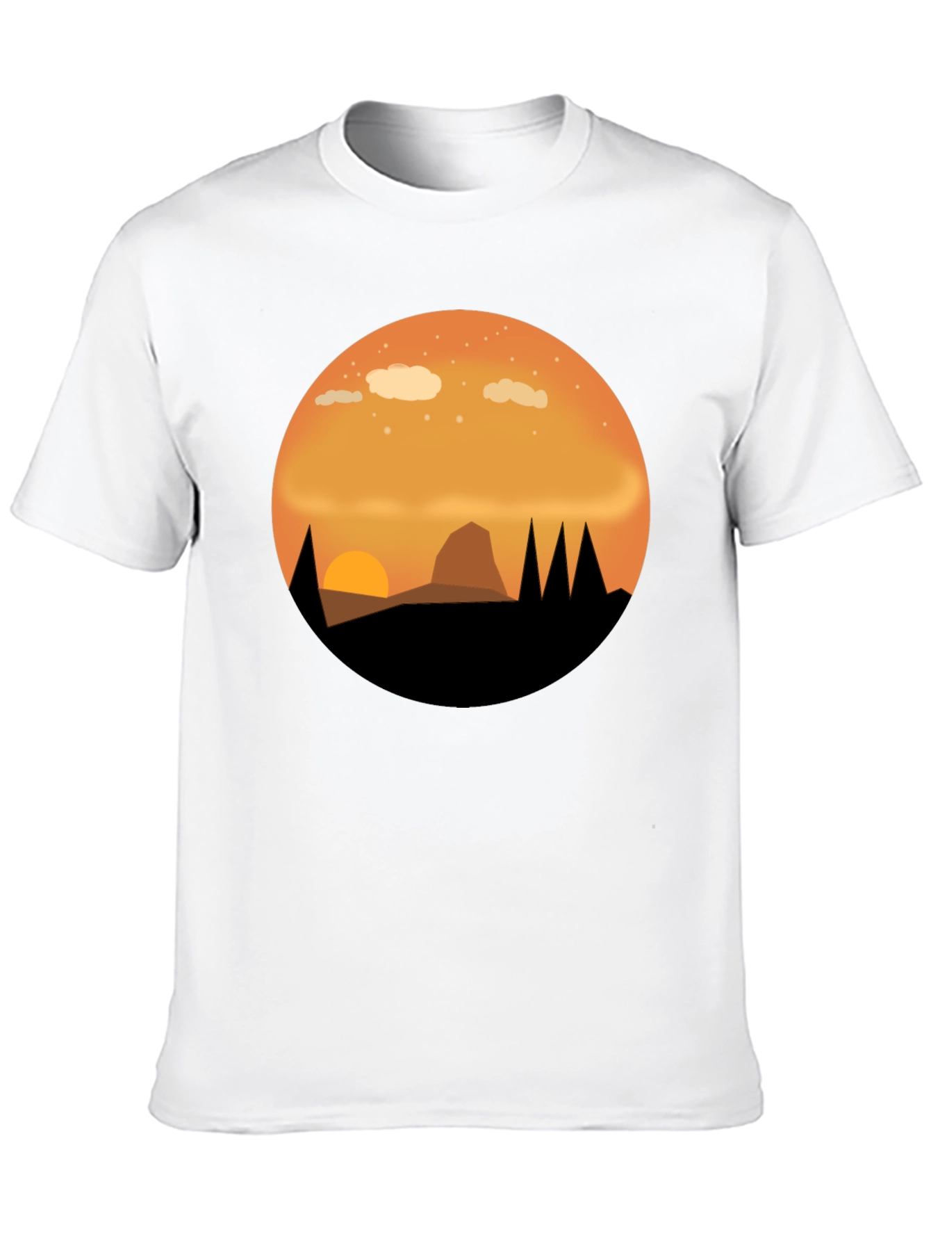 Sunset Mountain Graphic Tee - Black Cotton T-Shirt