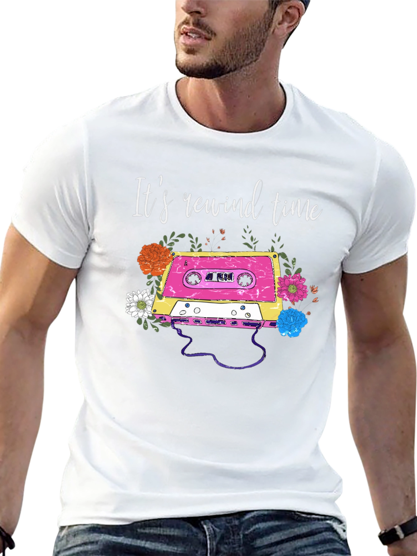 Retro Rewind Time Cassette Tape Graphic Tee