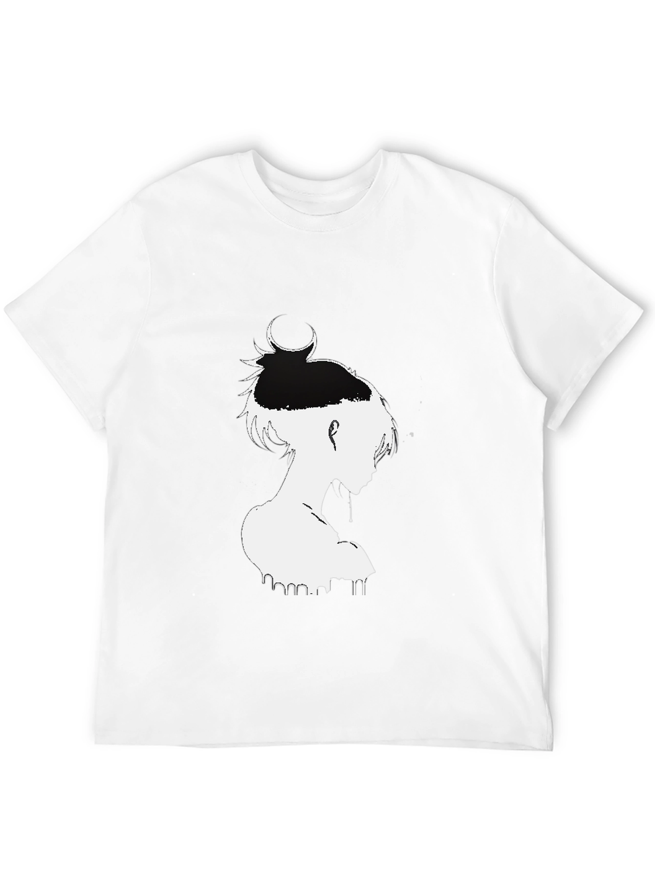 Black T-Shirt with White Anime Graphic