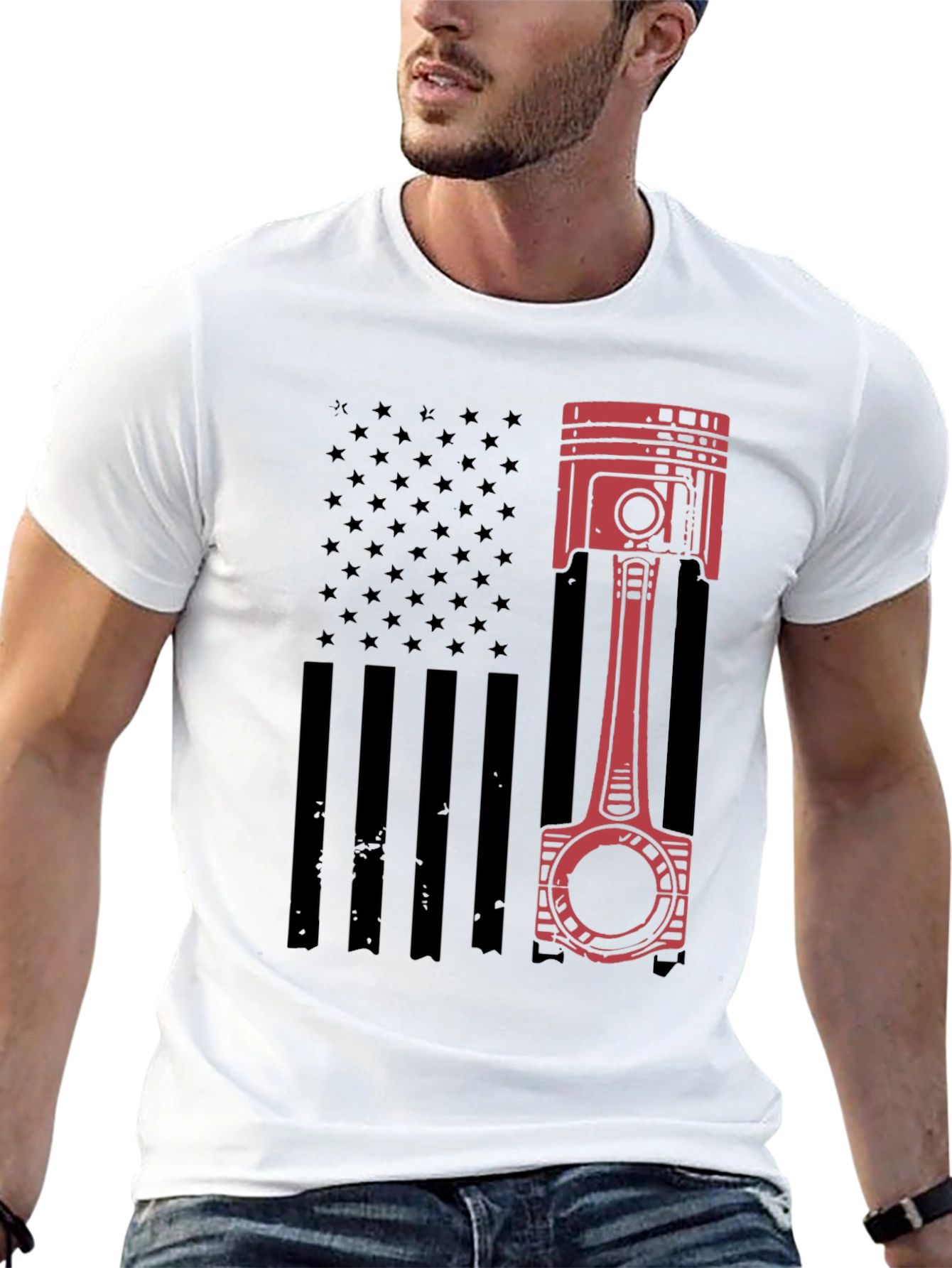 Piston American Flag T-Shirt - Black
