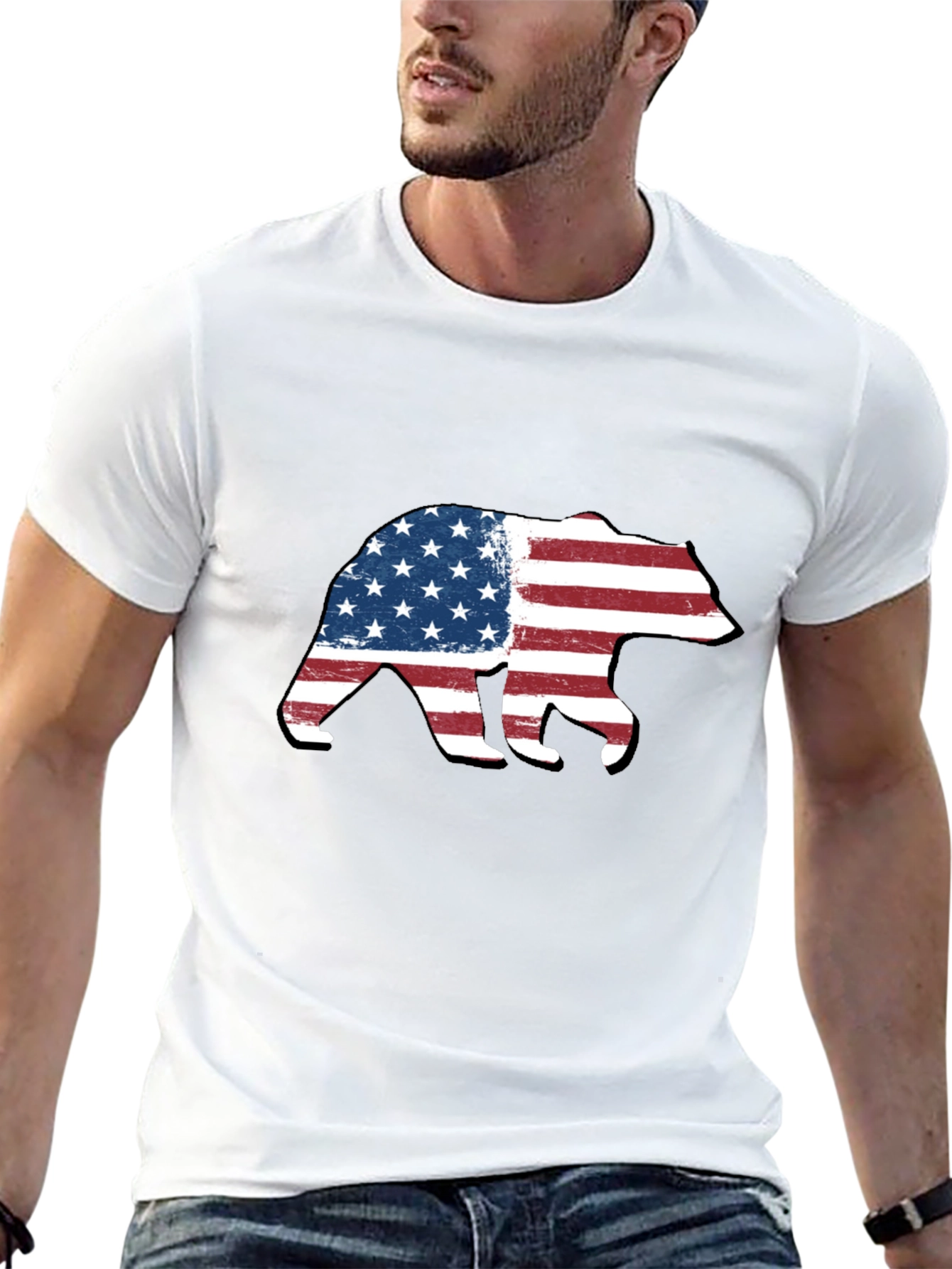 American Flag Bear Graphic Tee