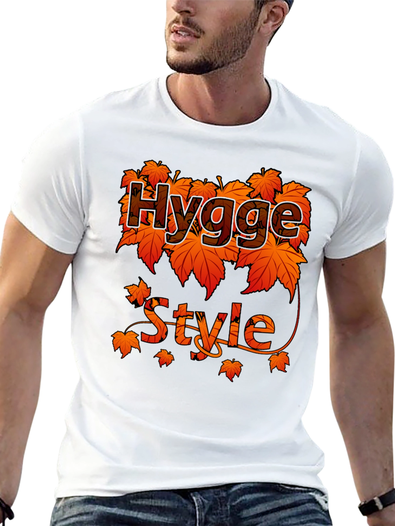 Hygge Style Fall Leaves T-Shirt