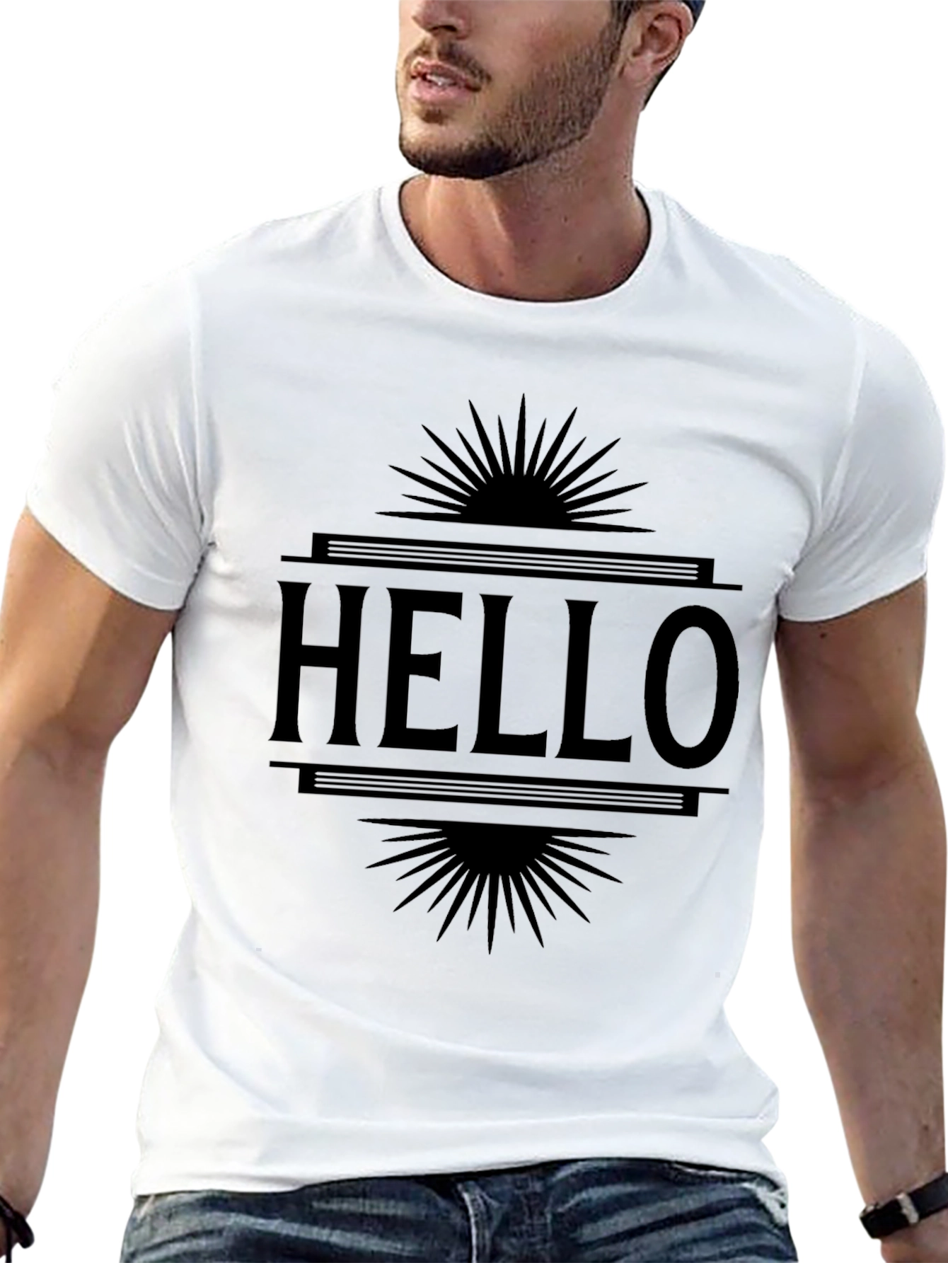 Hello Graphic Print Black T-Shirt