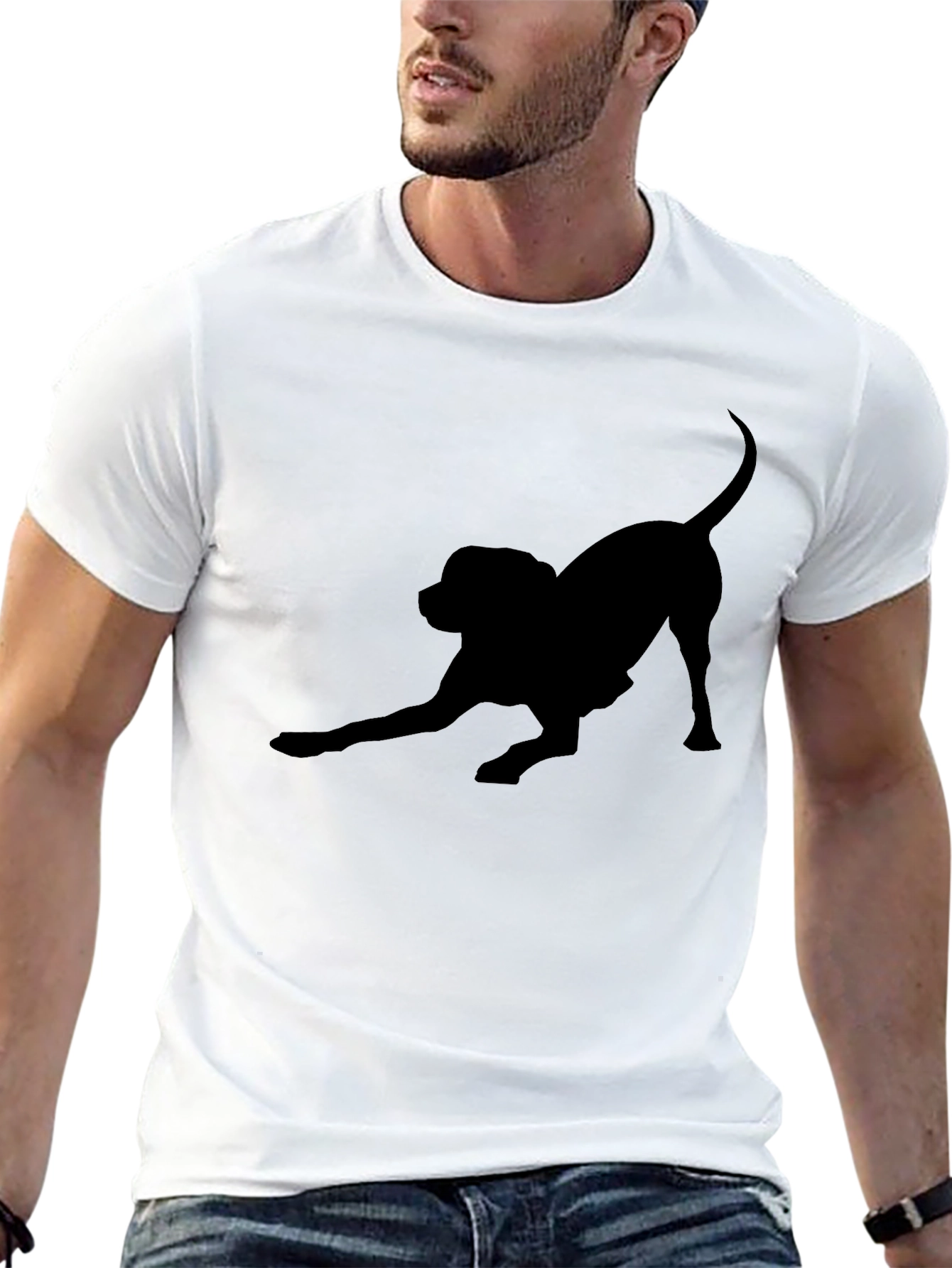 Black Dog Silhouette Tee - Playful Puppy Design