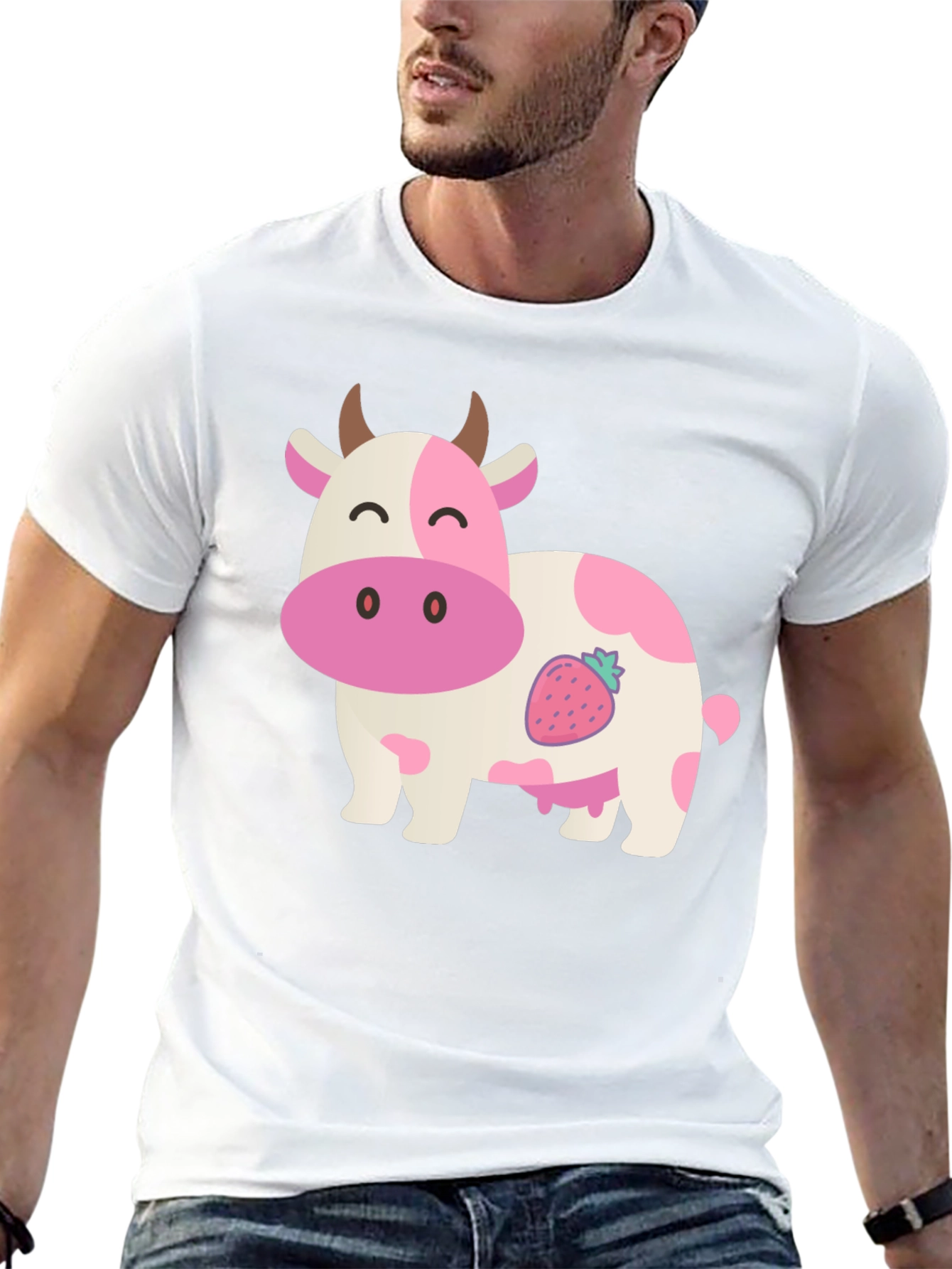Strawberry Cow Graphic Tee - Black