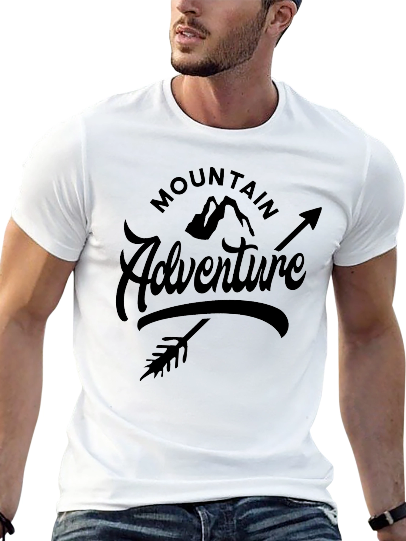 Mountain Adventure Graphic Tee - Black Cotton Blend