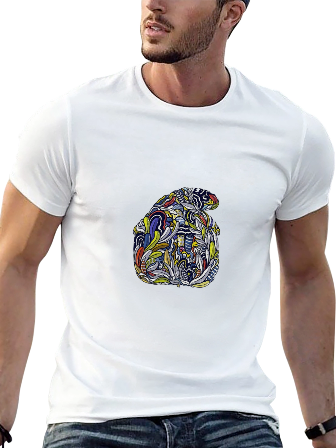 Abstract Elephant Graphic Tee - Stylish Black T-Shirt