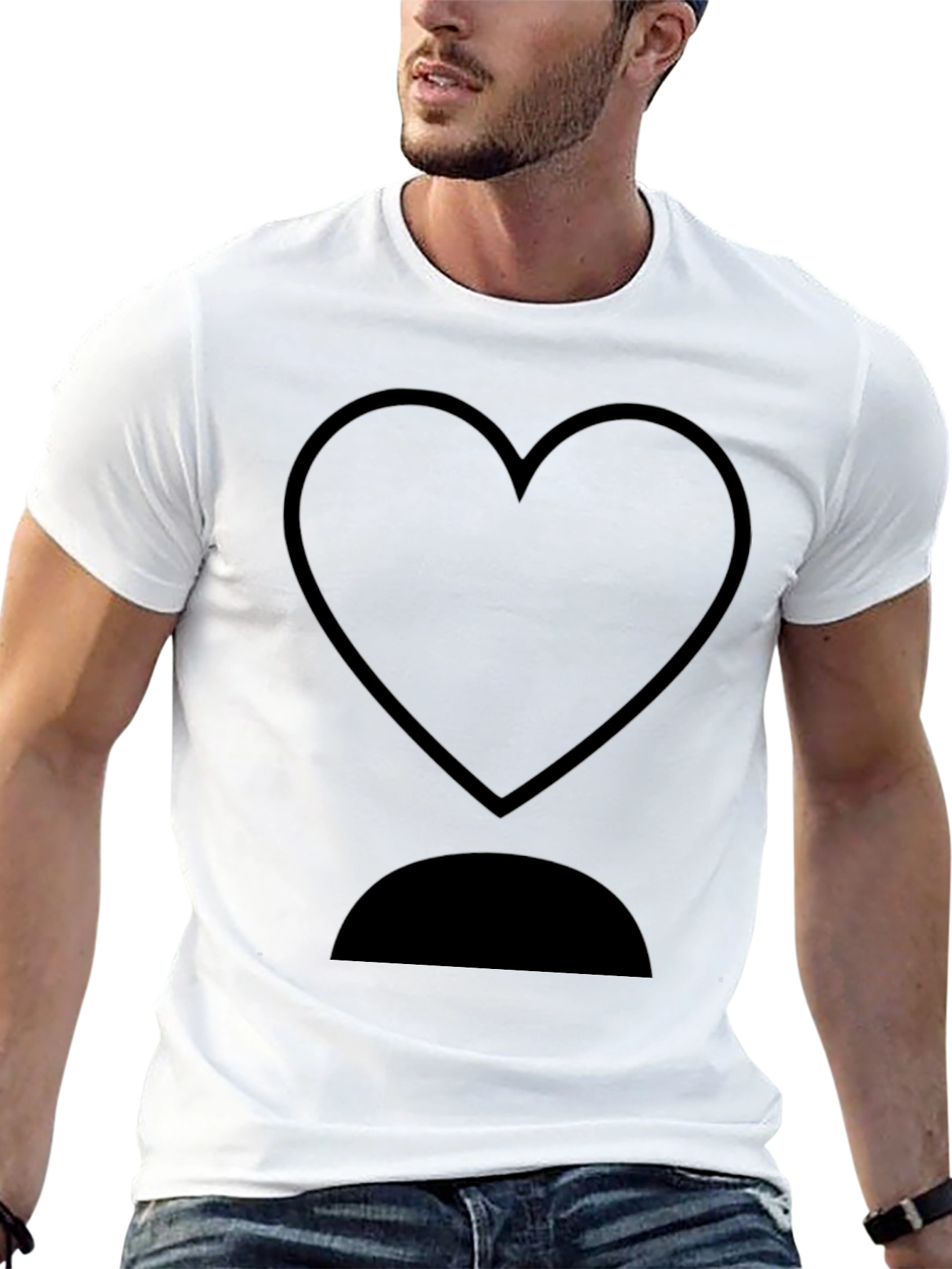 Heart and Half Circle Black Graphic T-Shirt