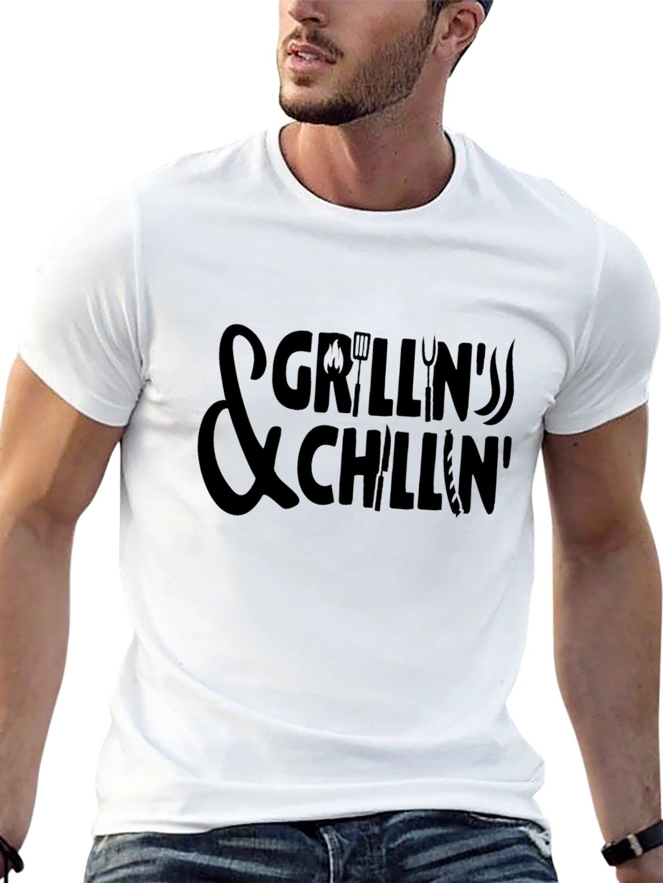 Grillin & Chillin Graphic Tee - Black BBQ T-Shirt