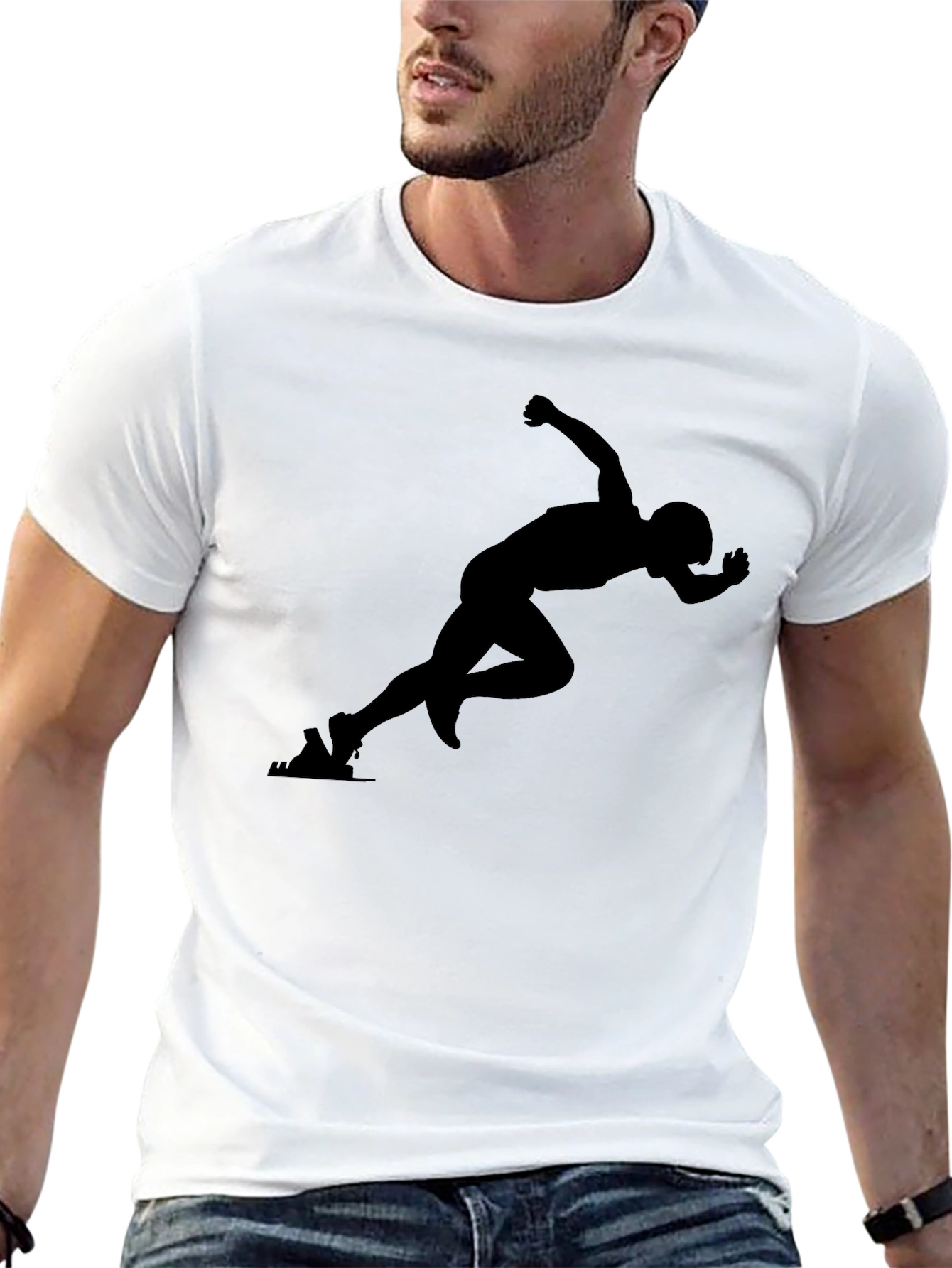 Mens Black Runner Graphic T-Shirt
