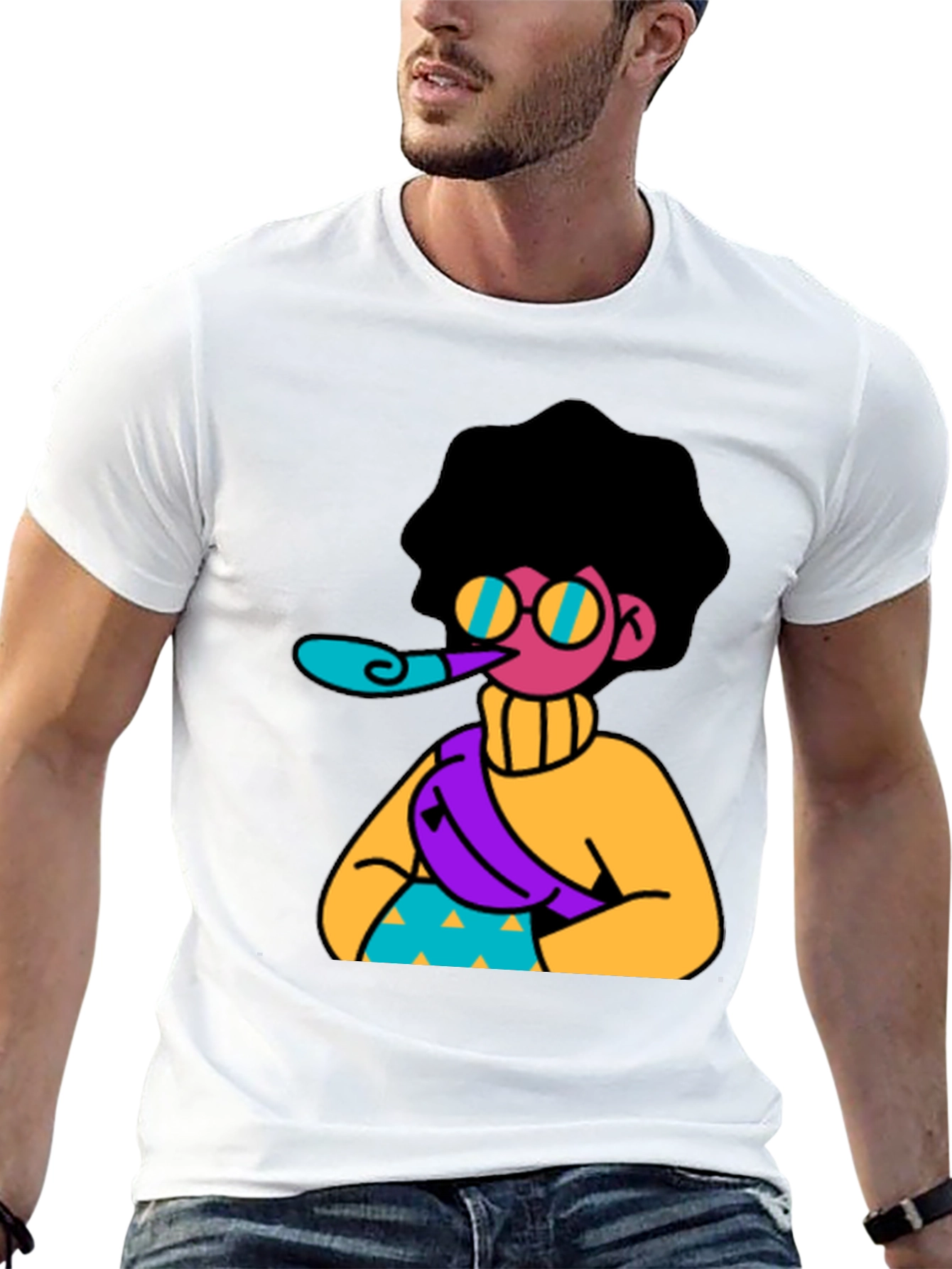 Fun Cartoon Graphic T-Shirt - Black