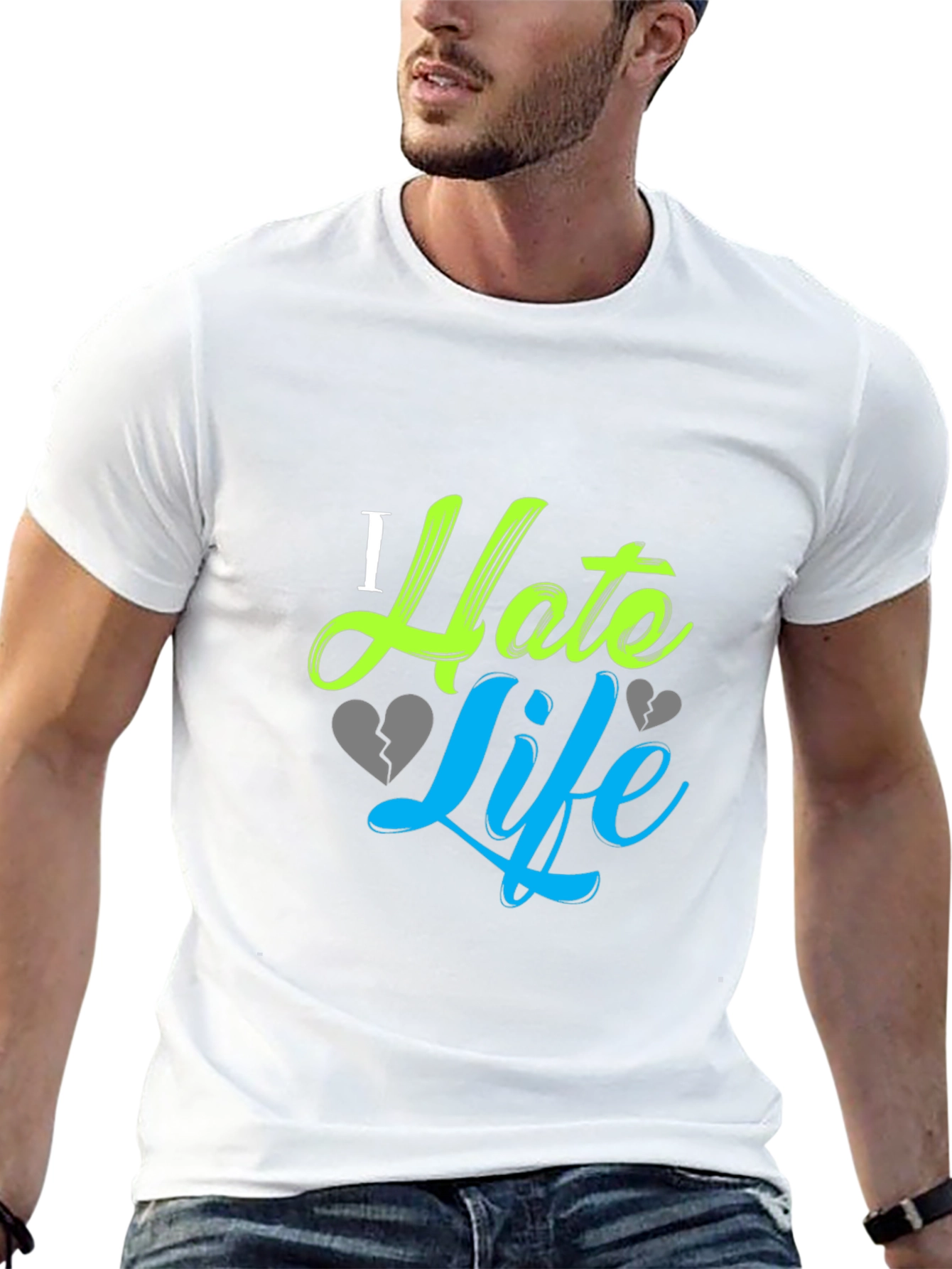 I Hate Life Graphic Print Black T-Shirt